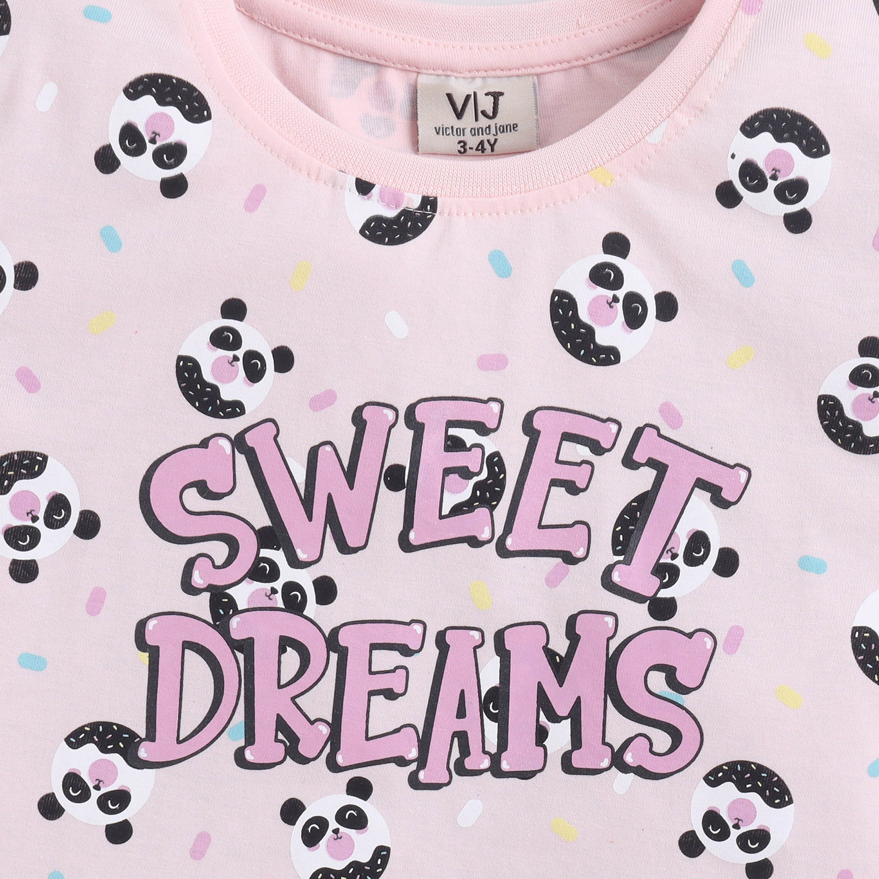 Victor and Jane Sweet Dreams Printed Cotton T-Shirt & Shorts Set-baby-girls-clothing-nightwear-pyjamasets-image-5