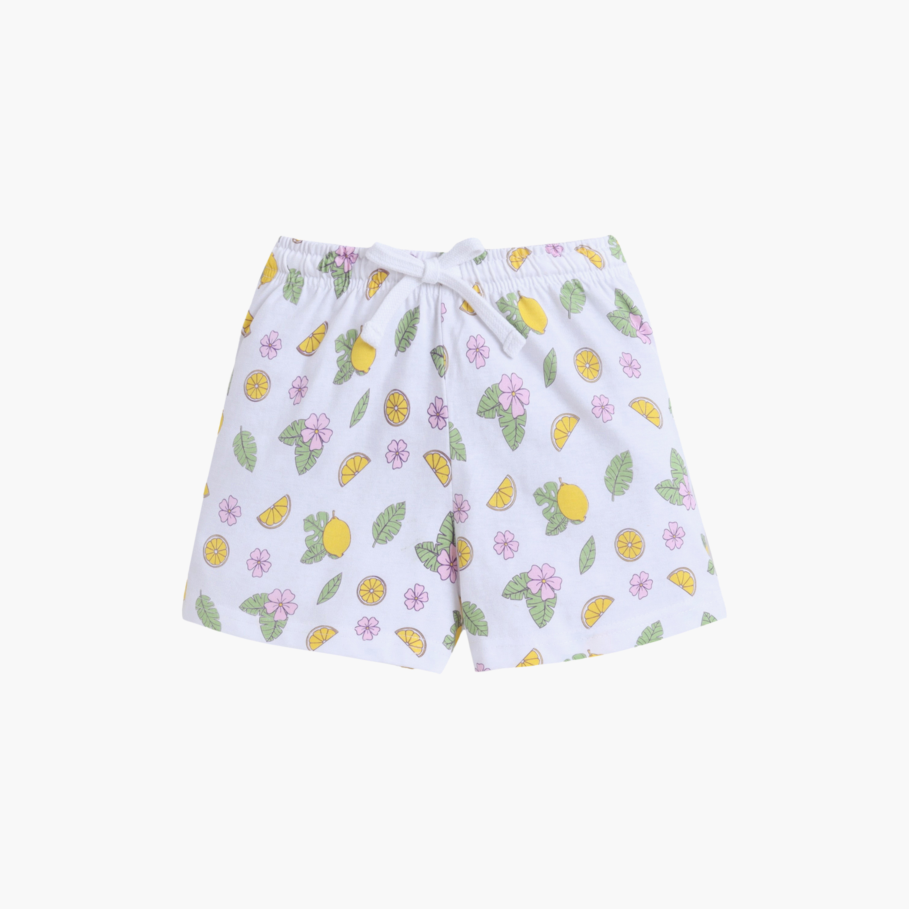 طقم تي شيرت قطني وشورت بطبعة ليمون من فيكتور آند جين-baby-girls-clothing-nightwear-pyjamasets-image-4