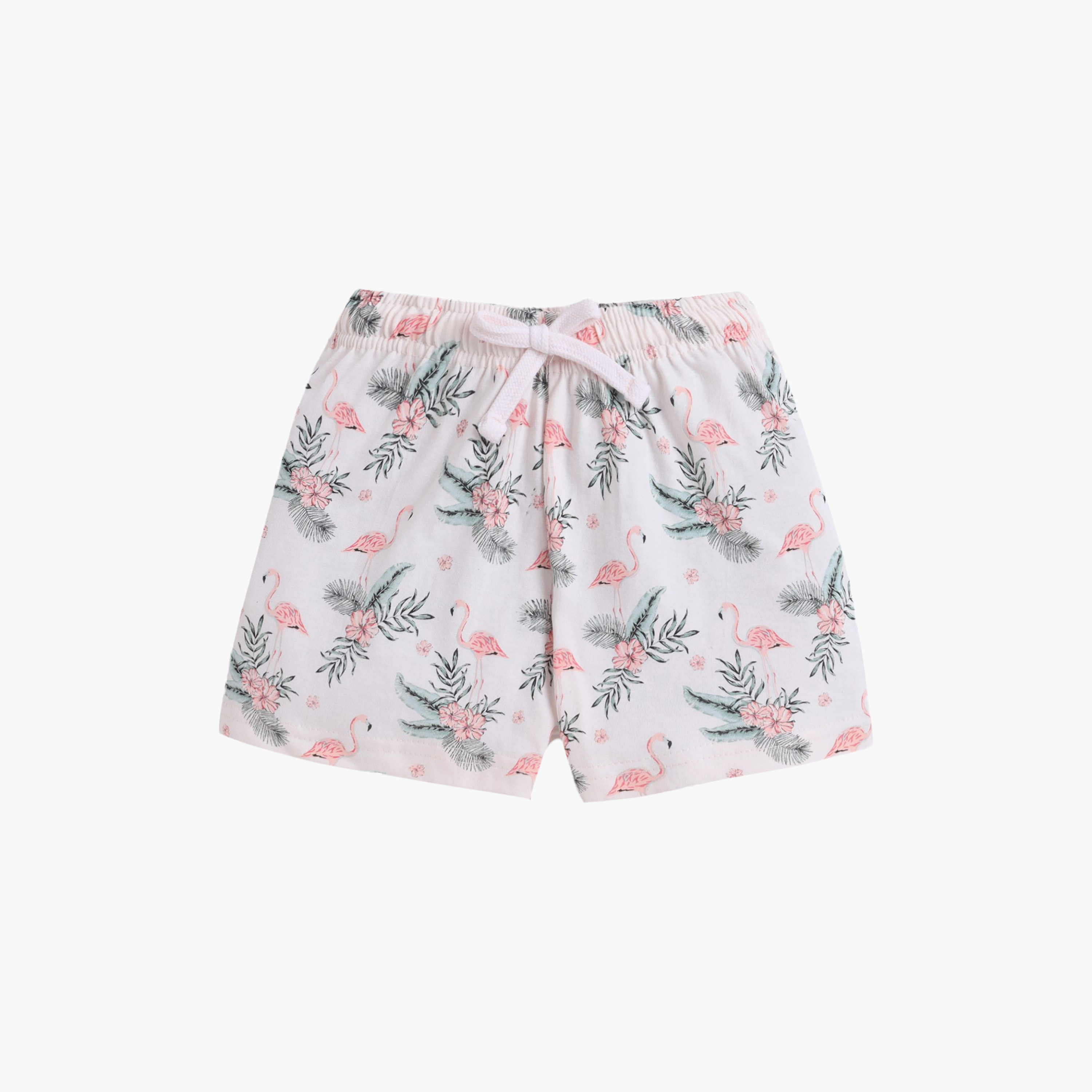 Victor and Jane Flamingo Printed Cotton T-Shirt & Shorts Set-girls-clothing-nightwear-image-4