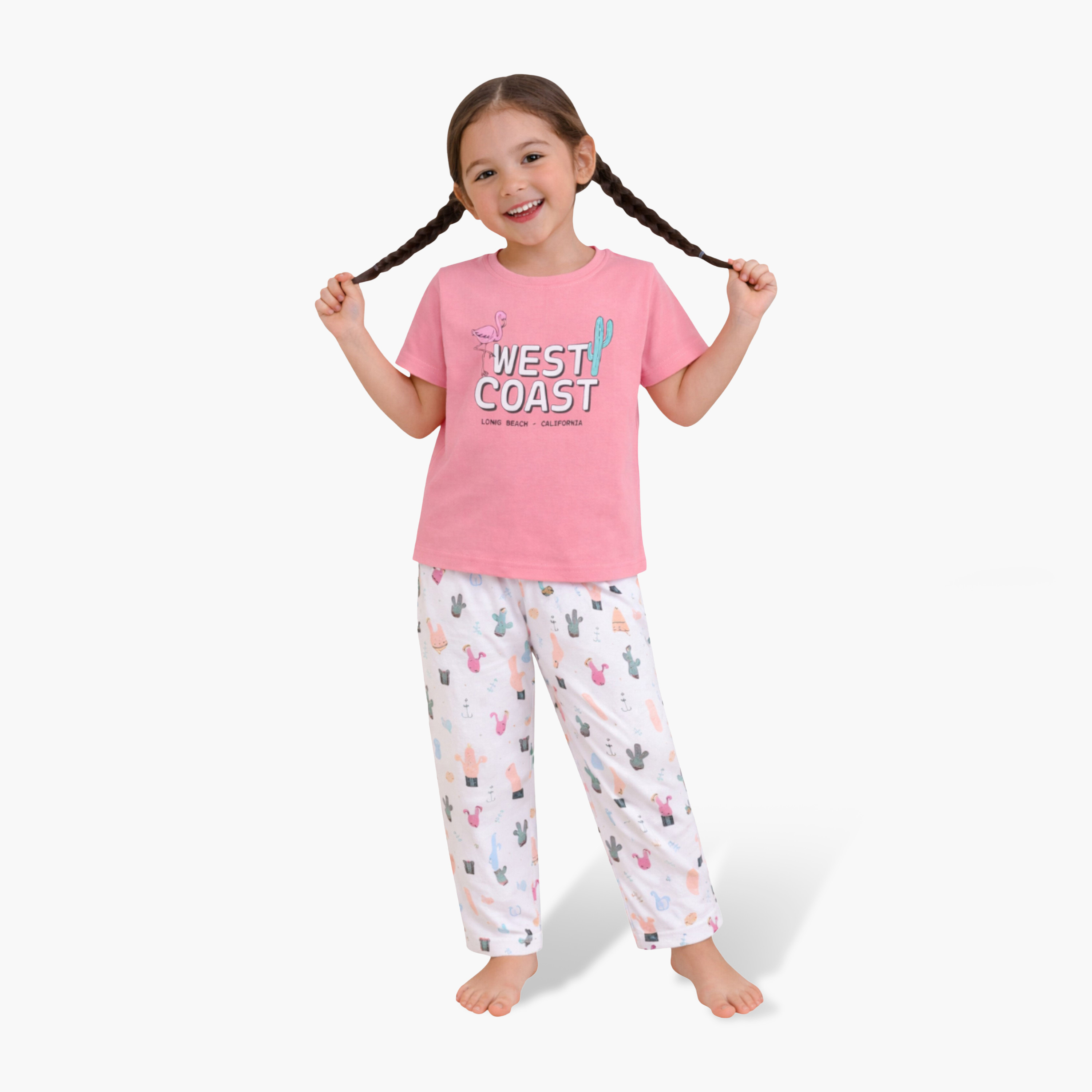 Victor and Jane West Coast Printed Cotton T-Shirt & Pajama Set-baby-girls-clothing-nightwear-pyjamasets-image-1
