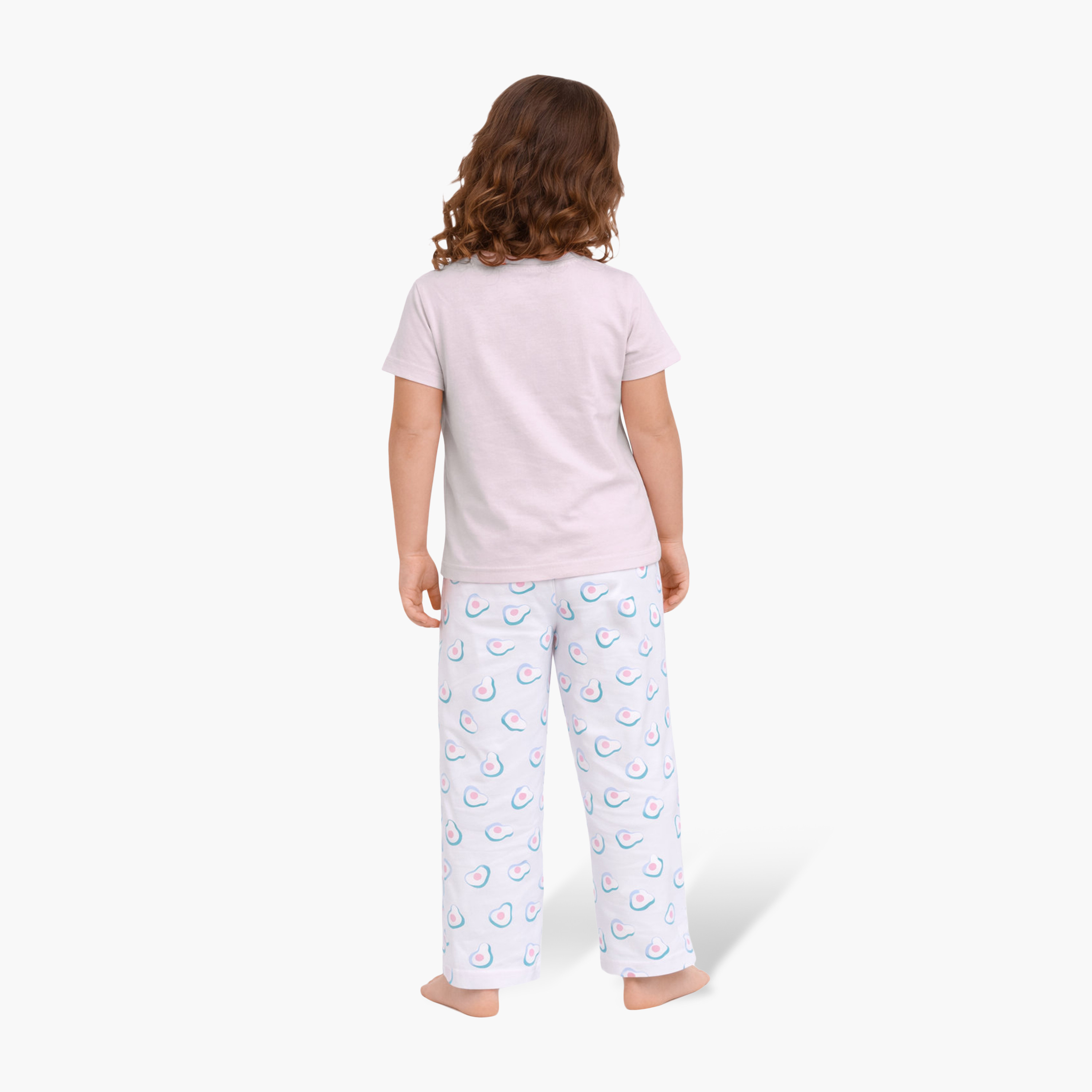 Victor and Jane Cotton Half Sleeves Avocado Printed T-Shirt & Nightwear Pyjama Set-girls-clothing-nightwear-image-2