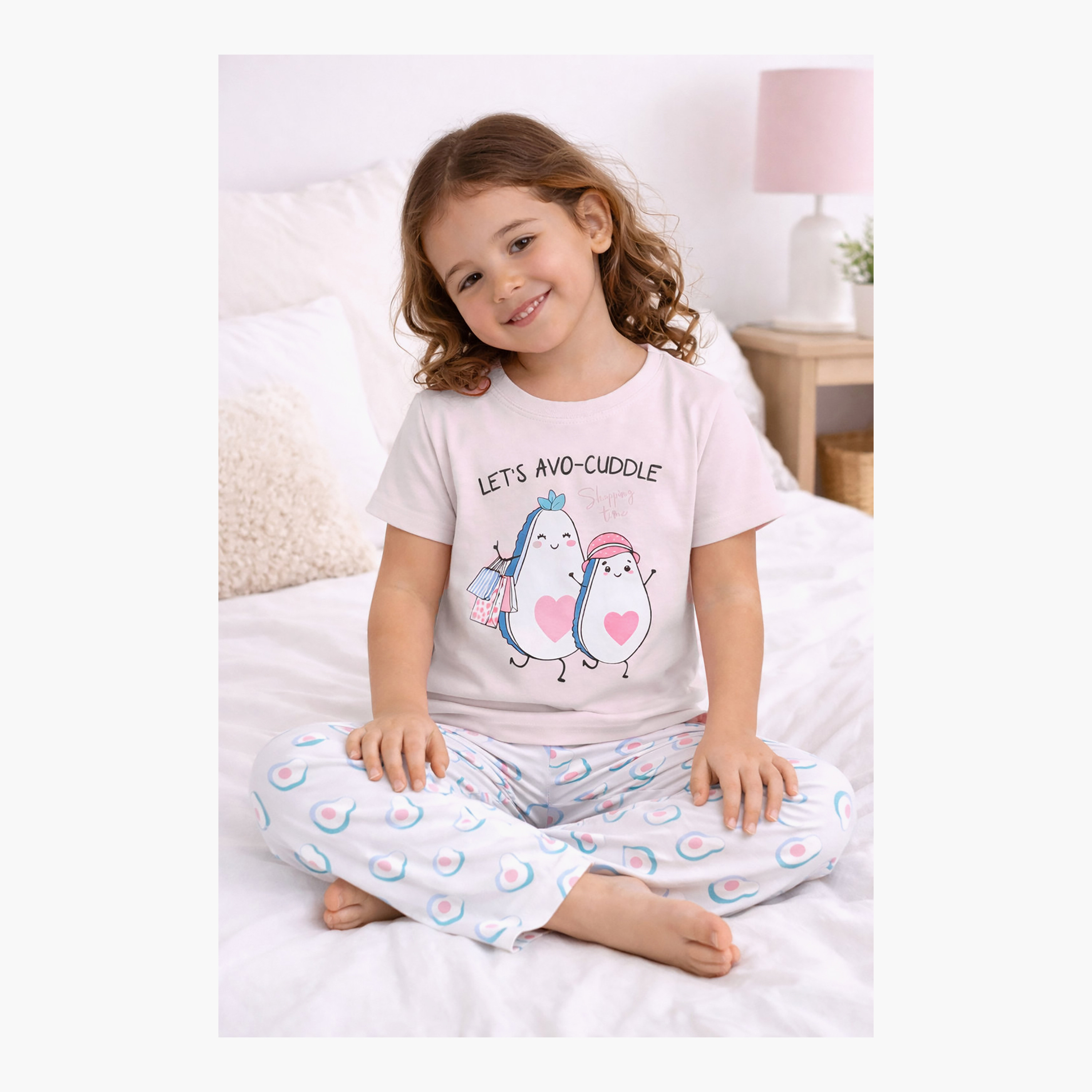 Victor and Jane Cotton Half Sleeves Avocado Printed T-Shirt & Nightwear Pyjama Set-girls-clothing-nightwear-image-7
