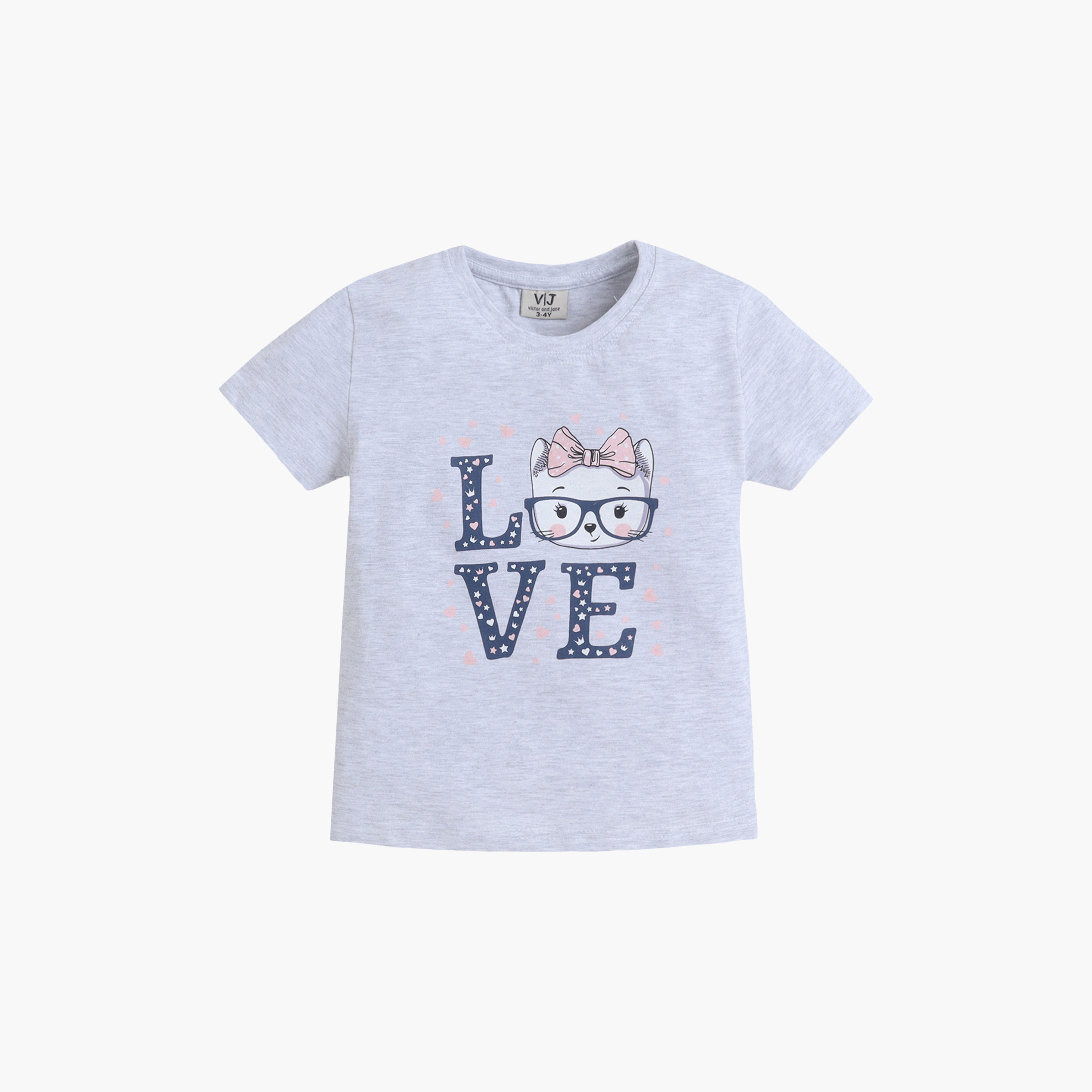 طقم تي شيرت قطني وبيجامة بطبعة كلمة "LOVE" من فيكتور آند جين-baby-girls-clothing-nightwear-pyjamasets-image-3