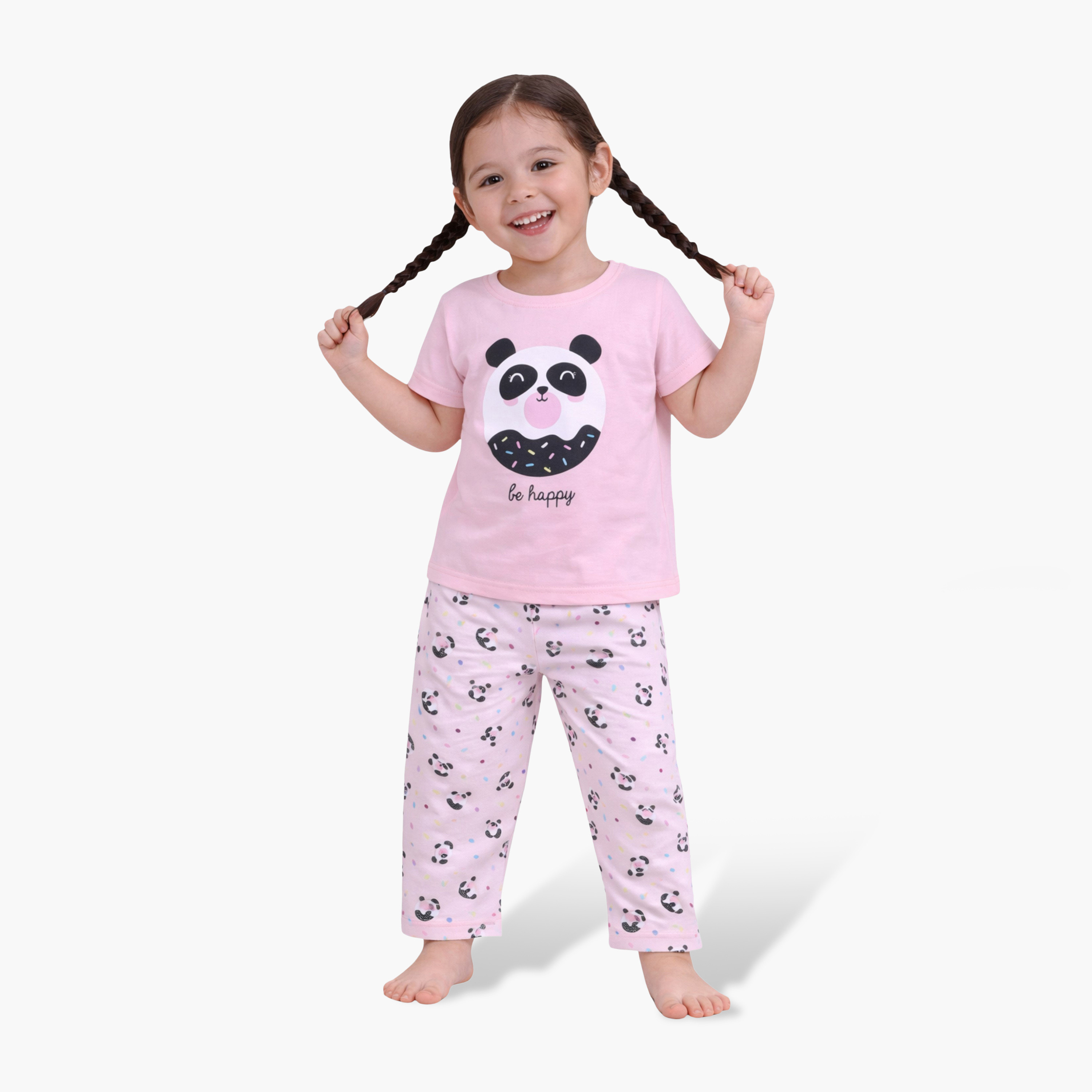 Victor and Jane Panda Printed Cotton T-Shirt & Pajama Set-baby-girls-clothing-nightwear-pyjamasets-image-1