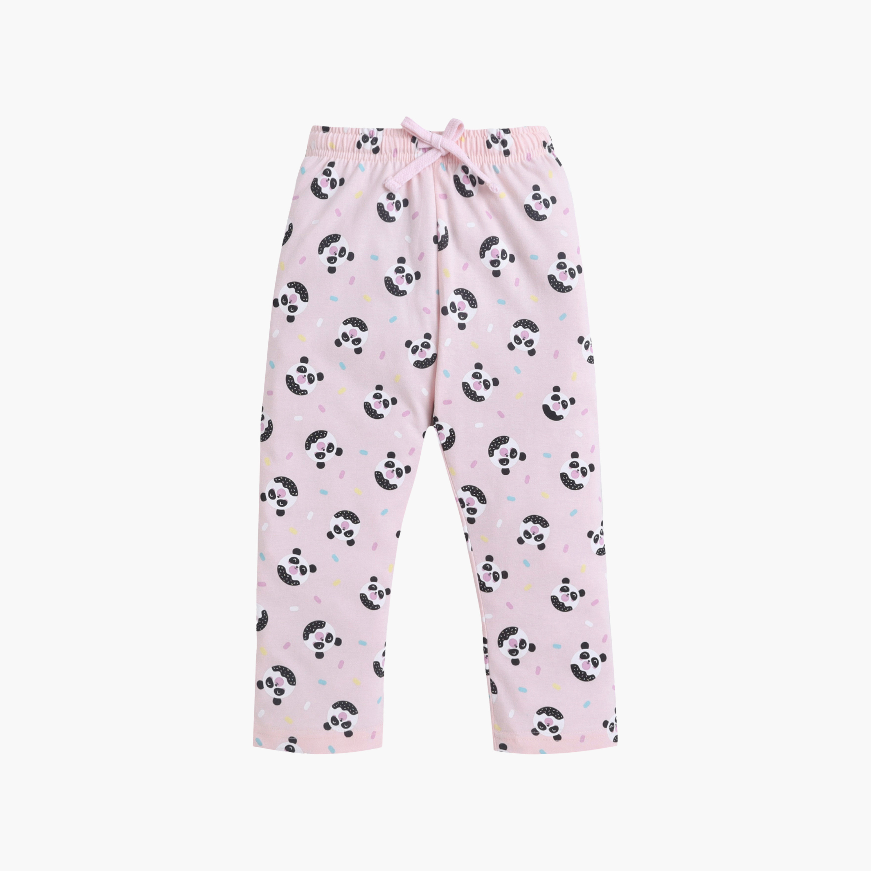 طقم تي شيرت قطني وبيجامة بطبعة باندا من فيكتور آند جين-girls-clothing-nightwear-image-4