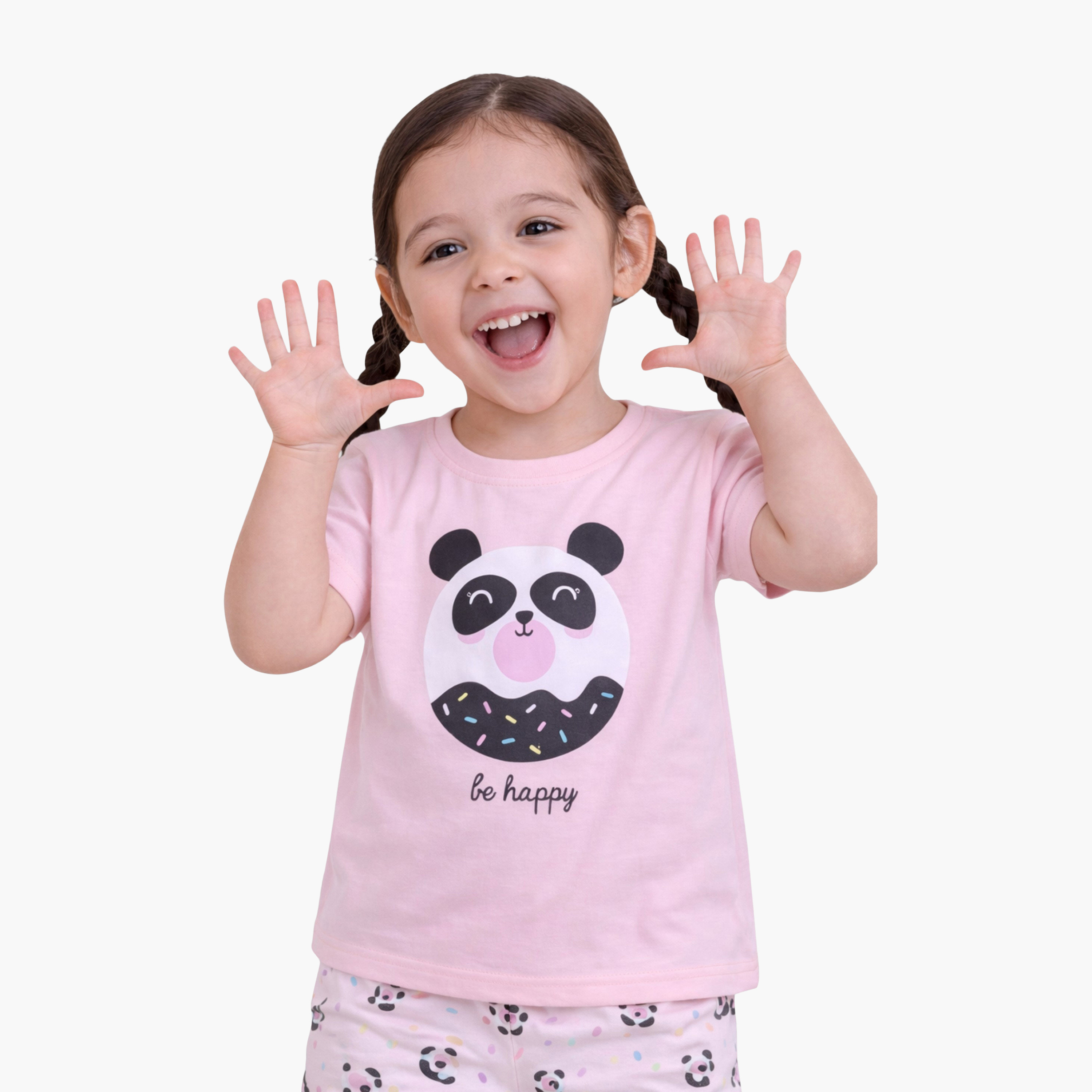 Victor and Jane Panda Printed Cotton T-Shirt & Pajama Set-baby-girls-clothing-nightwear-pyjamasets-image-5