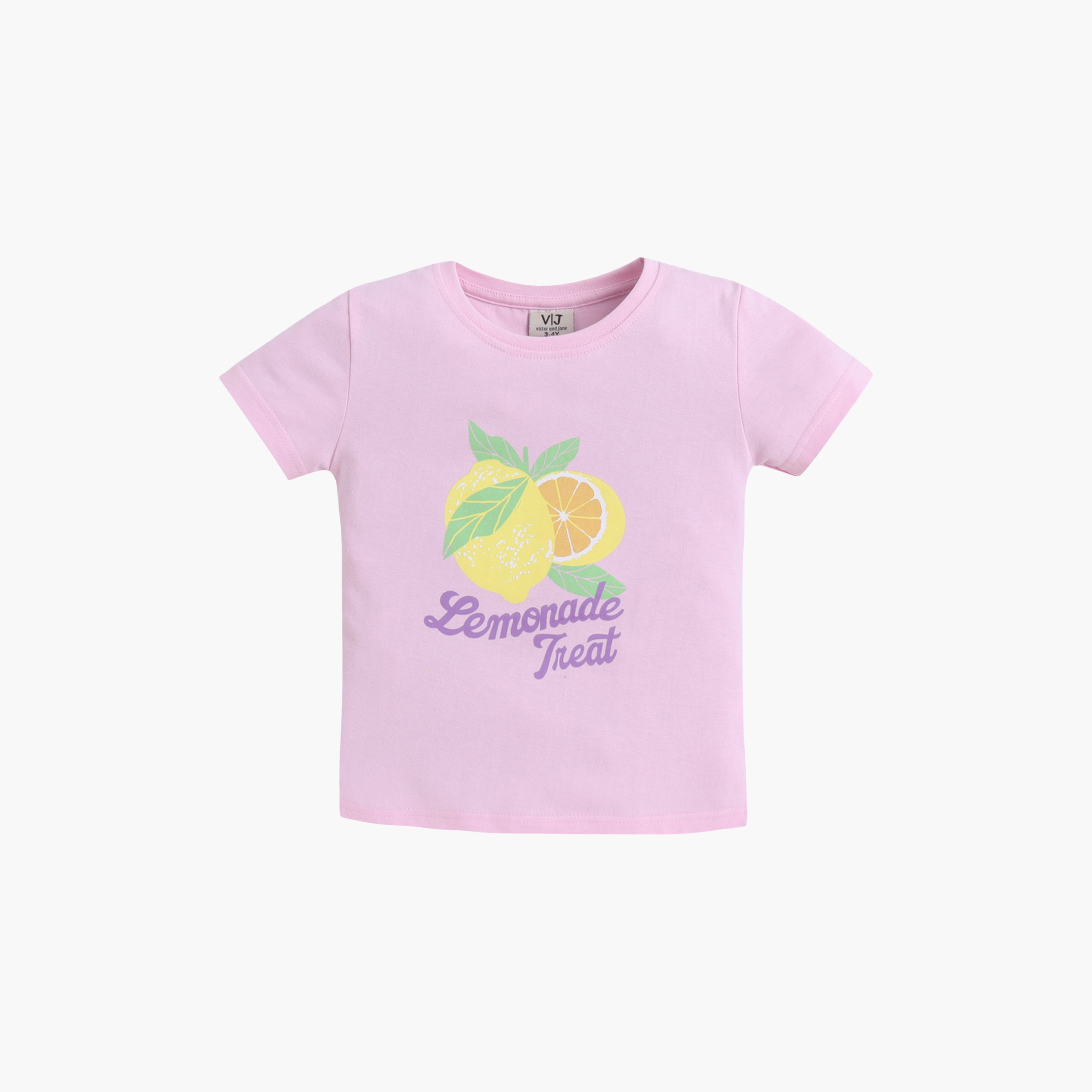 طقم تي شيرت قطني وبيجامة بطبعة ليمون من فيكتور آند جين-baby-girls-clothing-nightwear-pyjamasets-image-3