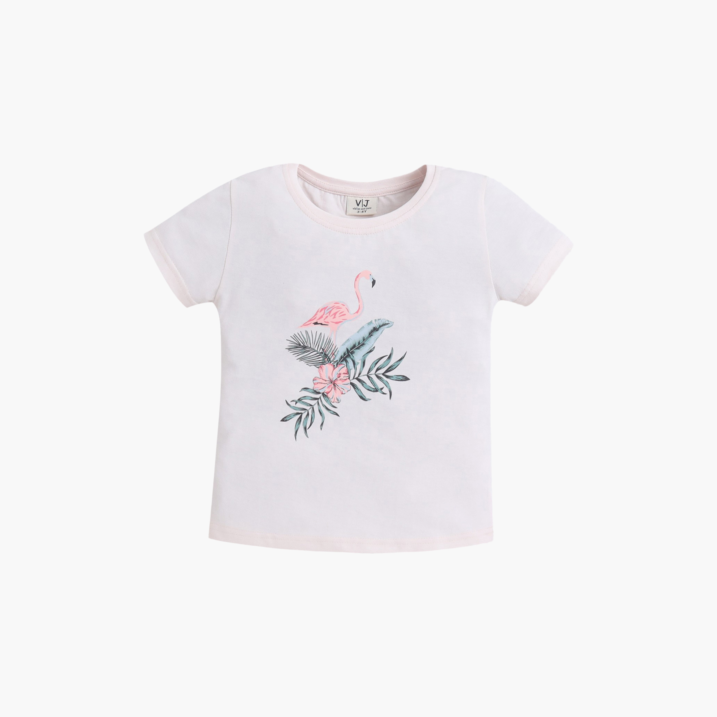 طقم تي شيرت قطني وبيجامة بطبعة فلامينغو من فيكتور آند جين-girls-clothing-nightwear-image-3