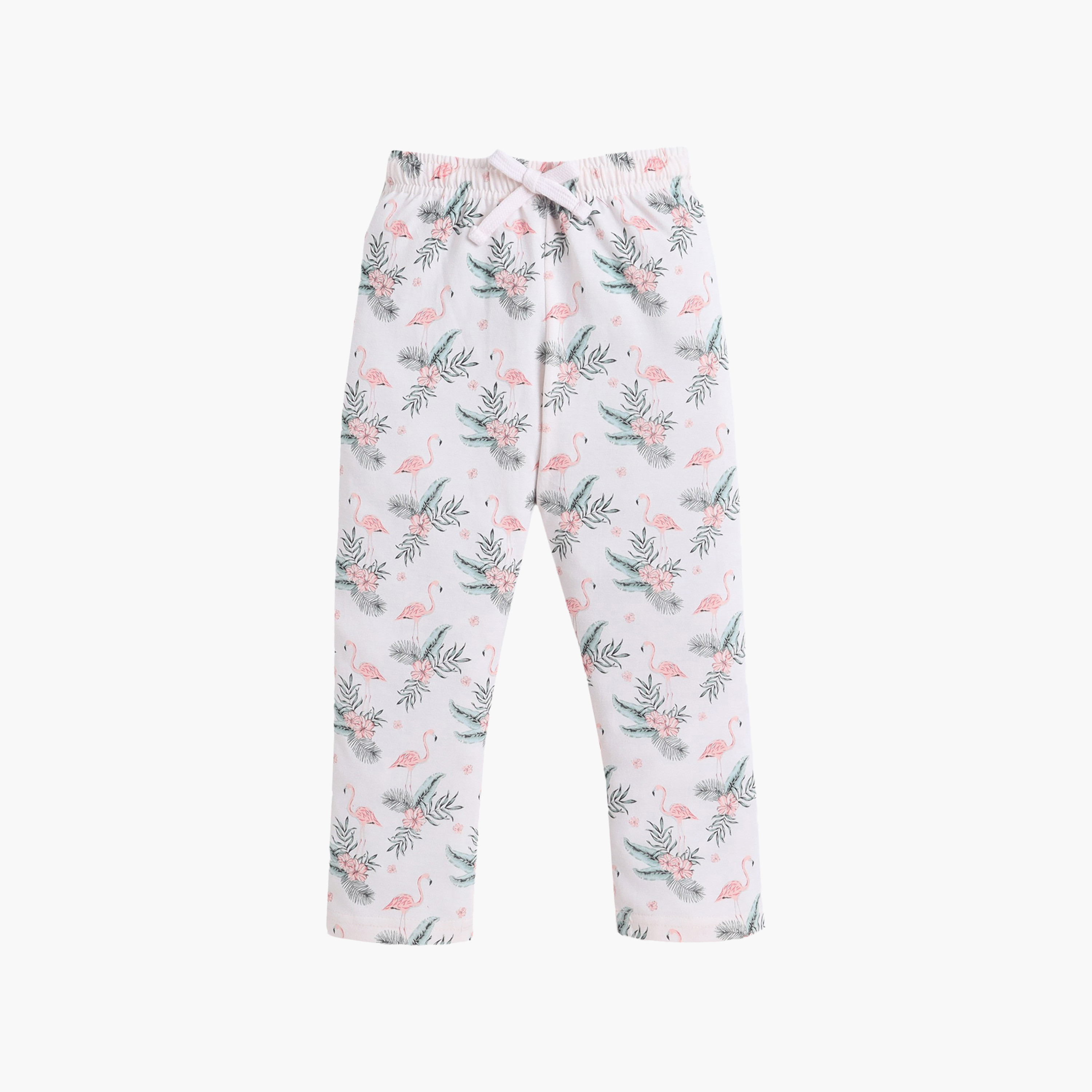 Victor and Jane Flamingo Printed Cotton T-Shirt & Pajama Set-girls-clothing-nightwear-image-4