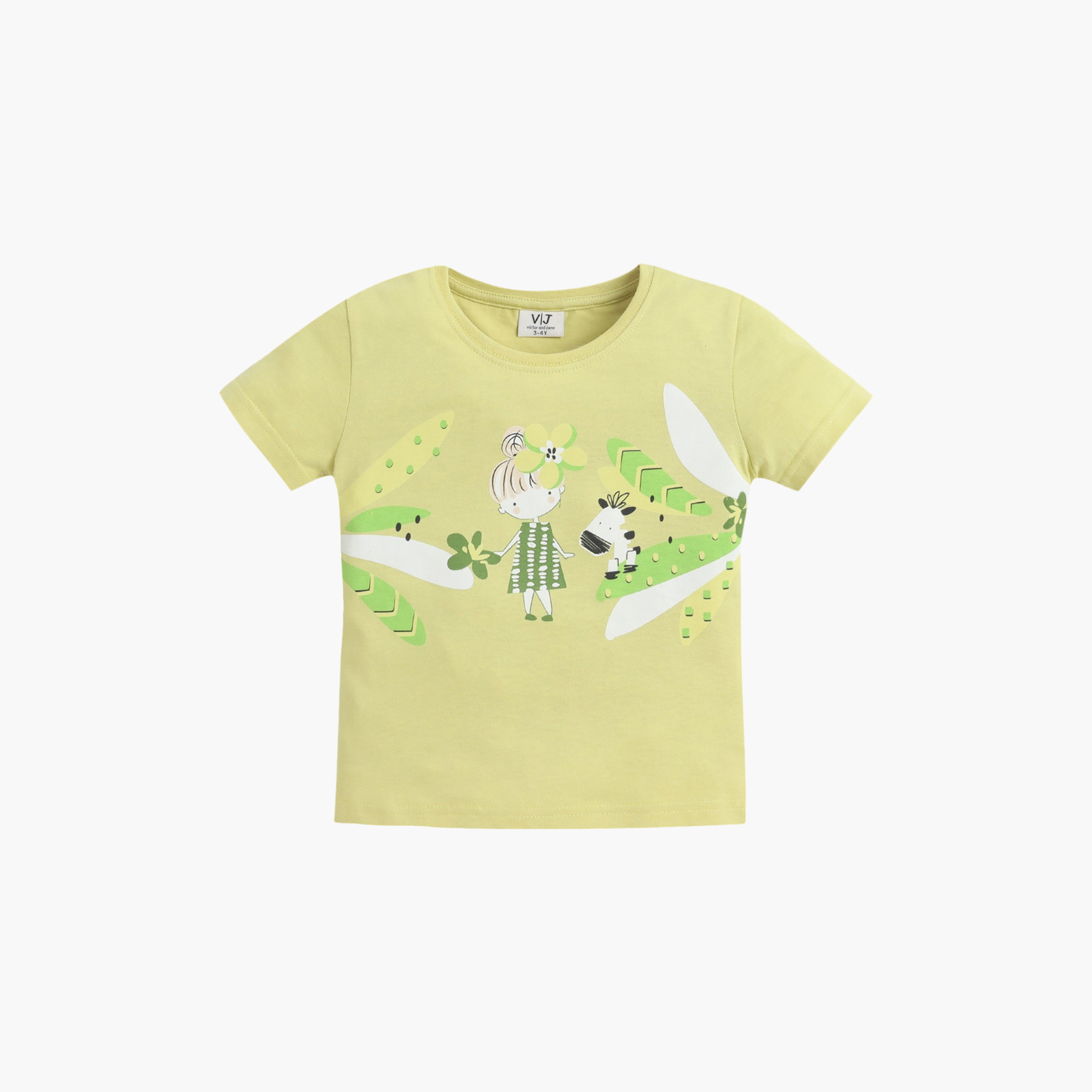 طقم تي شيرت قطني وبيجامة بطبعة من الطبيعة من فيكتور آند جين-baby-girls-clothing-nightwear-pyjamasets-image-3