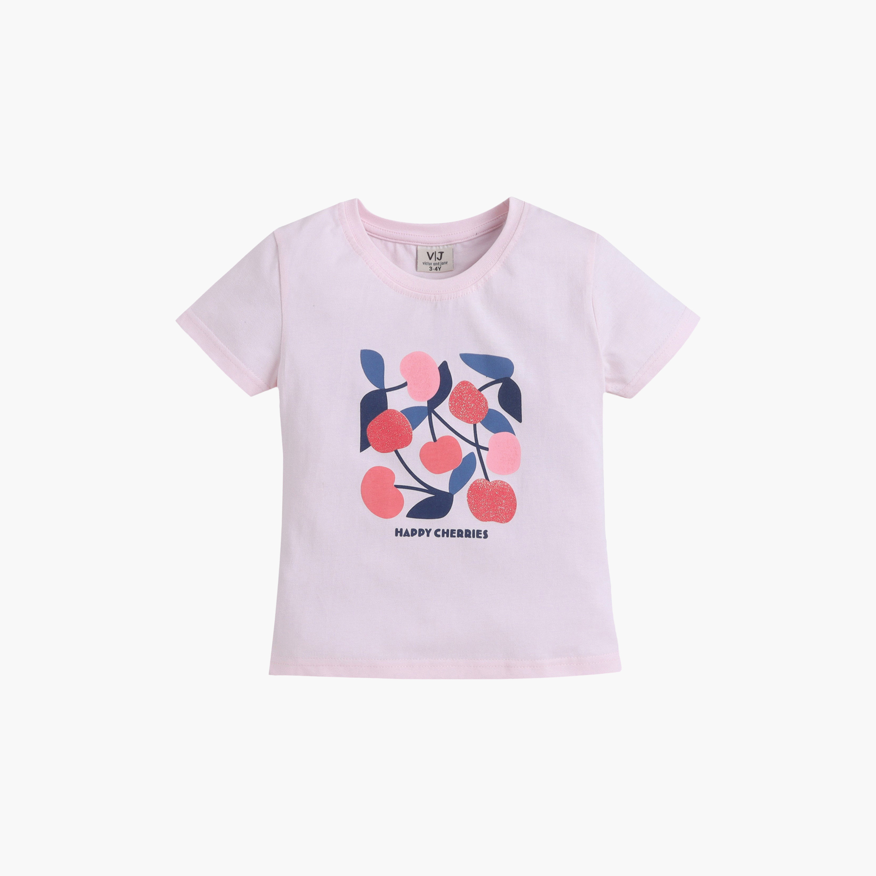 Victor and Jane Cherry Printed Cotton T-Shirt & Pajama Set-baby-girls-clothing-nightwear-pyjamasets-image-3