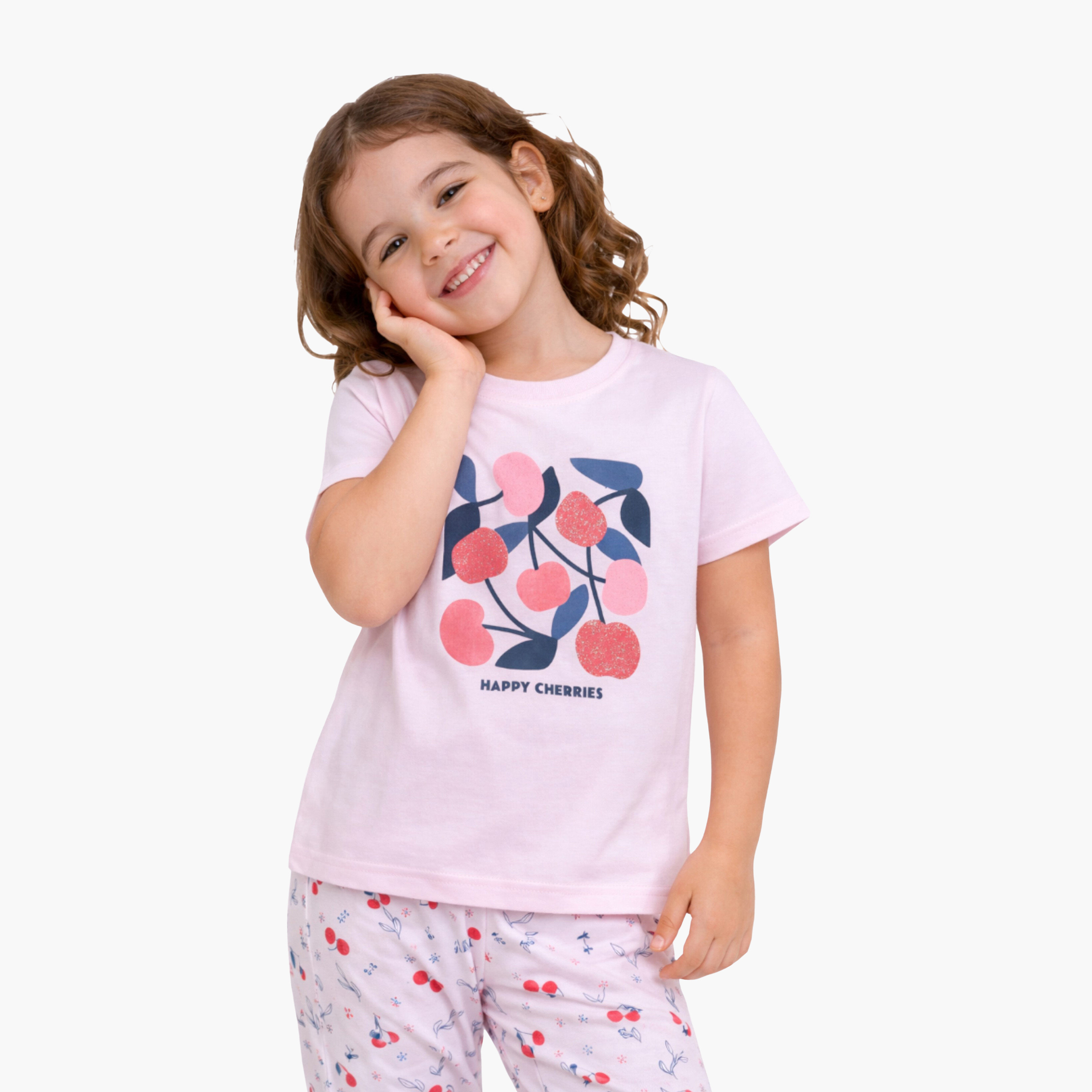 Victor and Jane Cherry Printed Cotton T-Shirt & Pajama Set-baby-girls-clothing-nightwear-pyjamasets-image-5