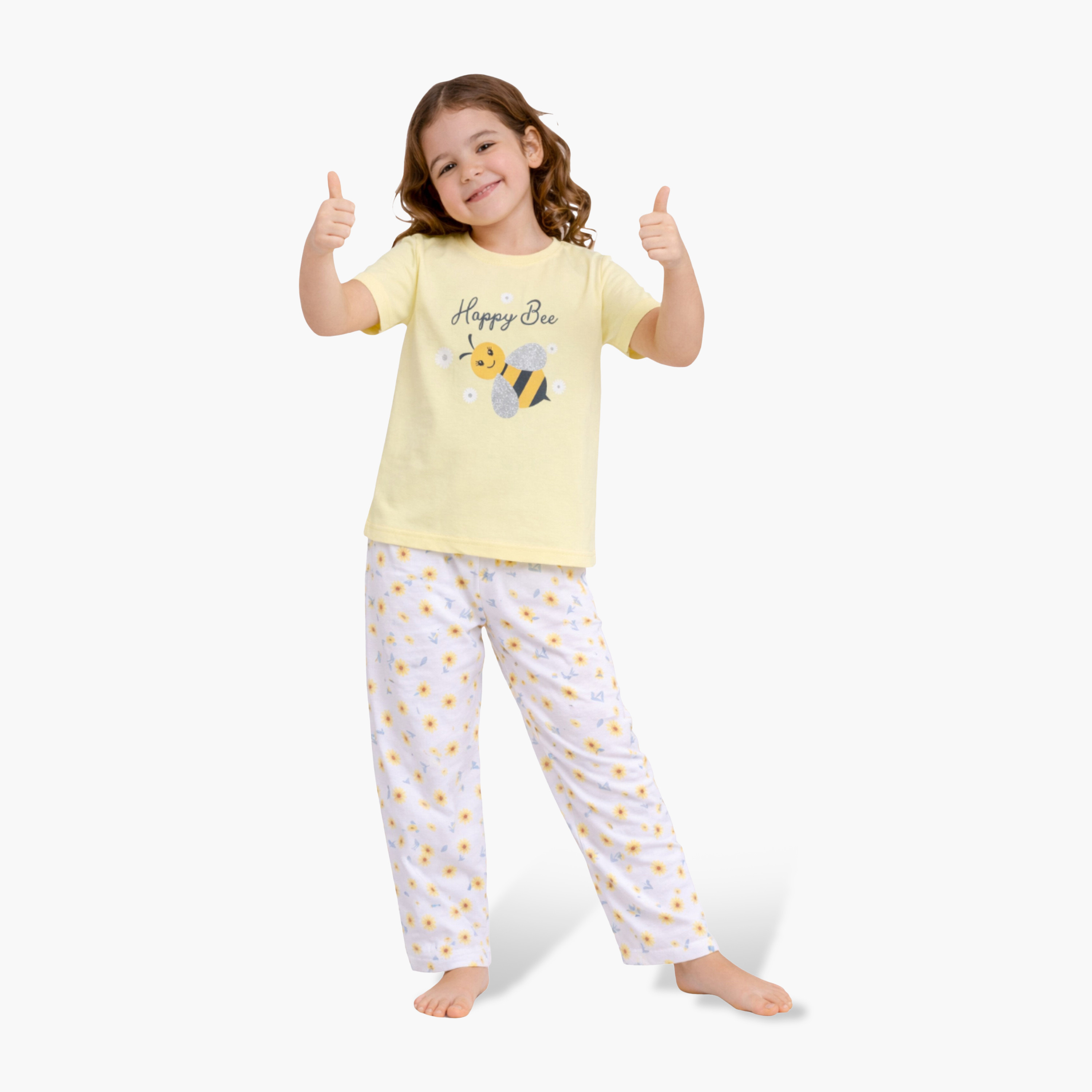 طقم تي شيرت قطني وبيجامة بطبعة نحلة من فيكتور آند جين-baby-girls-clothing-nightwear-pyjamasets-image-1
