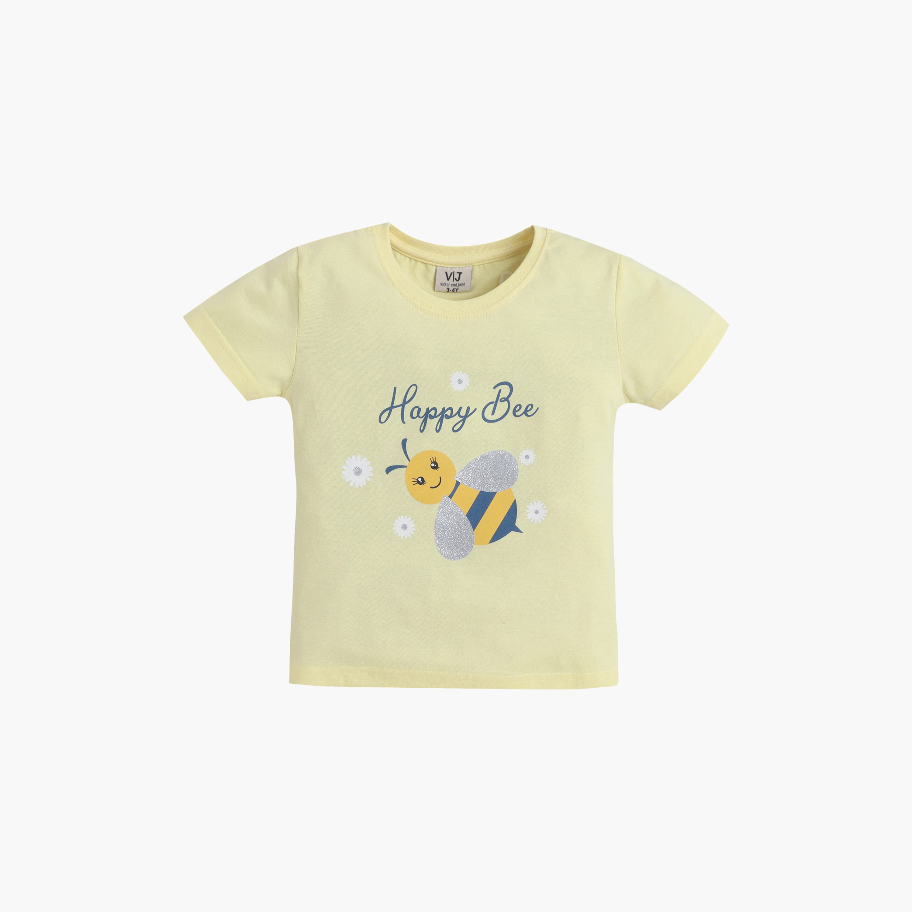 Victor and Jane Bee Printed Cotton T-Shirt & Pajama Set-baby-girls-clothing-nightwear-pyjamasets-image-3