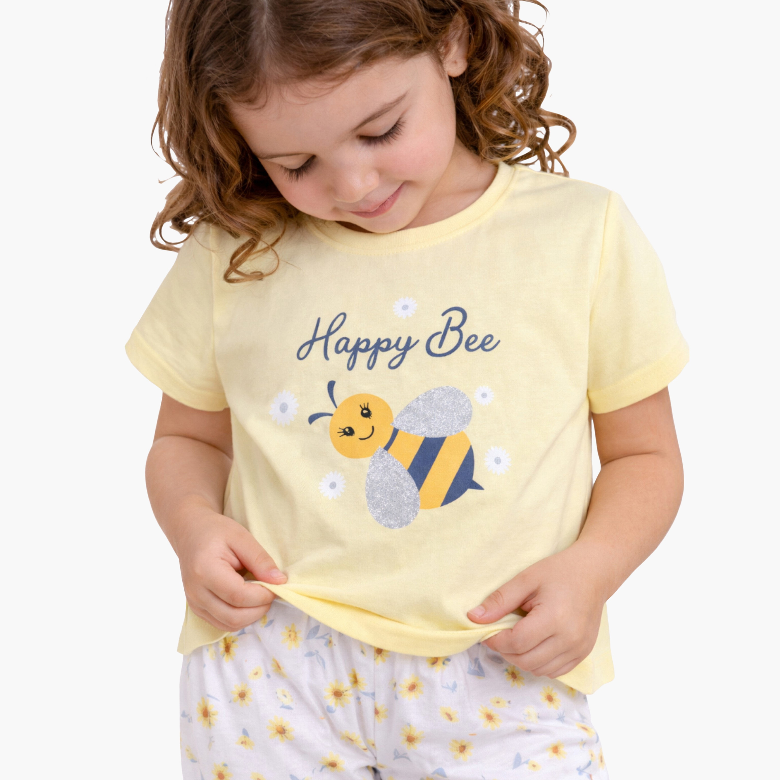 Victor and Jane Bee Printed Cotton T-Shirt & Pajama Set-baby-girls-clothing-nightwear-pyjamasets-image-5