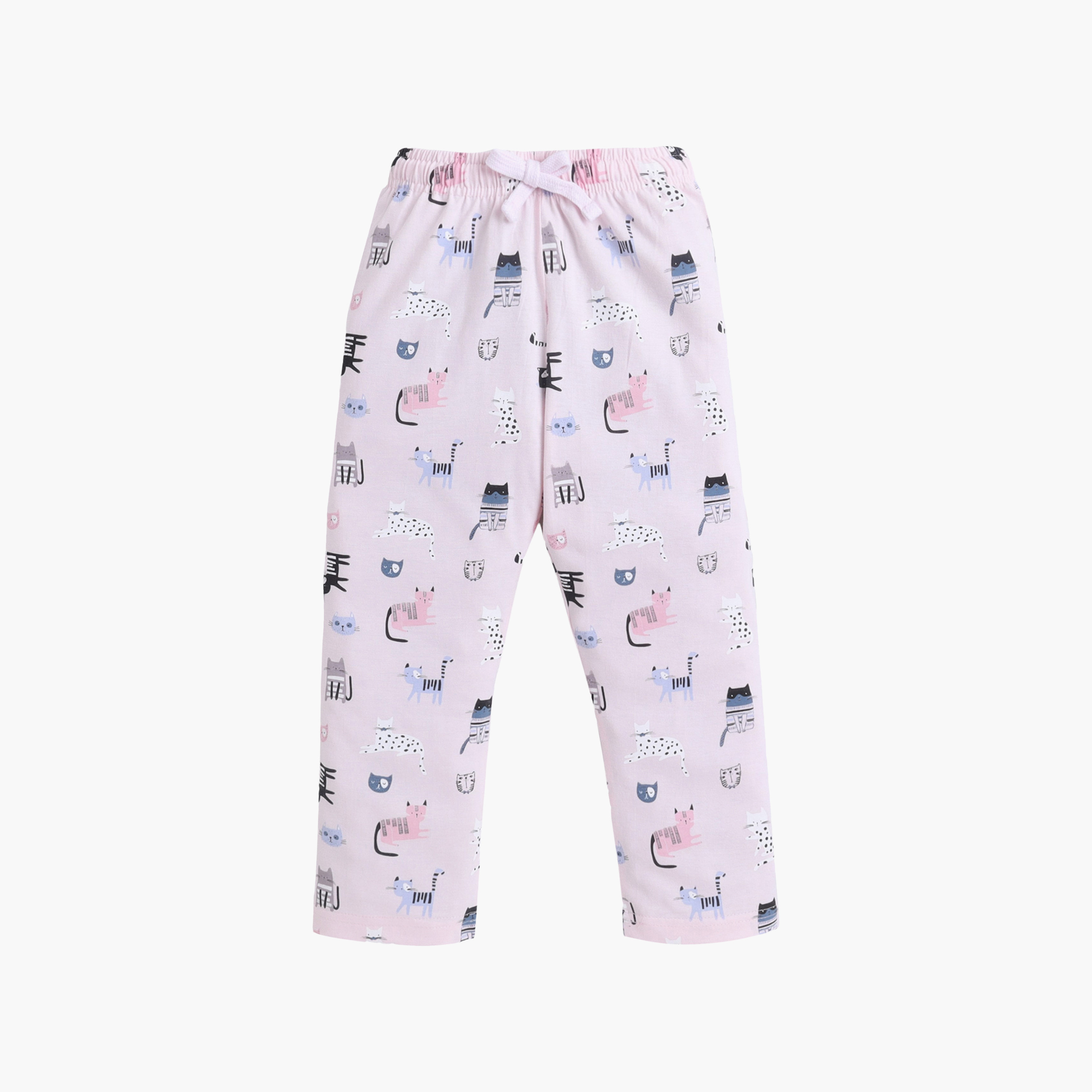 طقم تي شيرت قطني وبيجامة بطبعة قطة من فيكتور آند جين-baby-girls-clothing-nightwear-pyjamasets-image-4