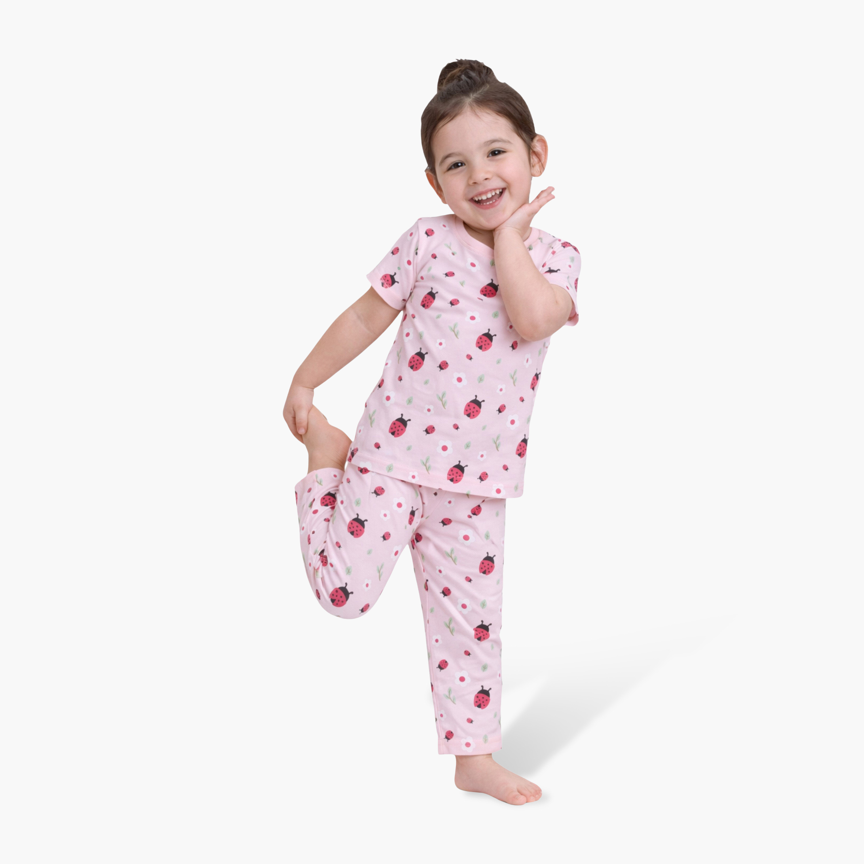 Victor and Jane Strawberry Printed Cotton T-Shirt & Pajama Set-baby-girls-clothing-nightwear-pyjamasets-image-2
