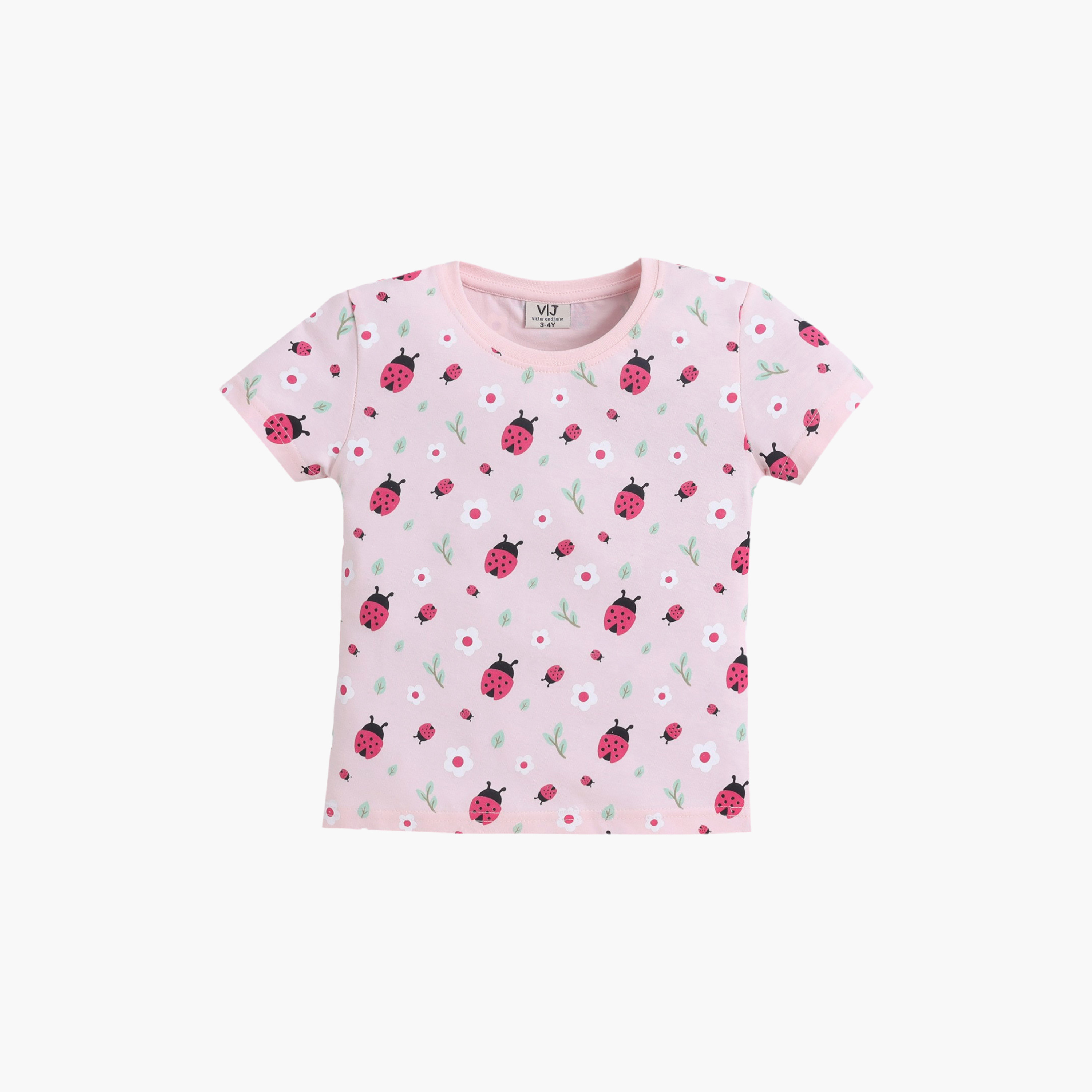 طقم تي شيرت قطني وبيجامة بطبعة فراولة من فيكتور آند جين-girls-clothing-nightwear-image-3