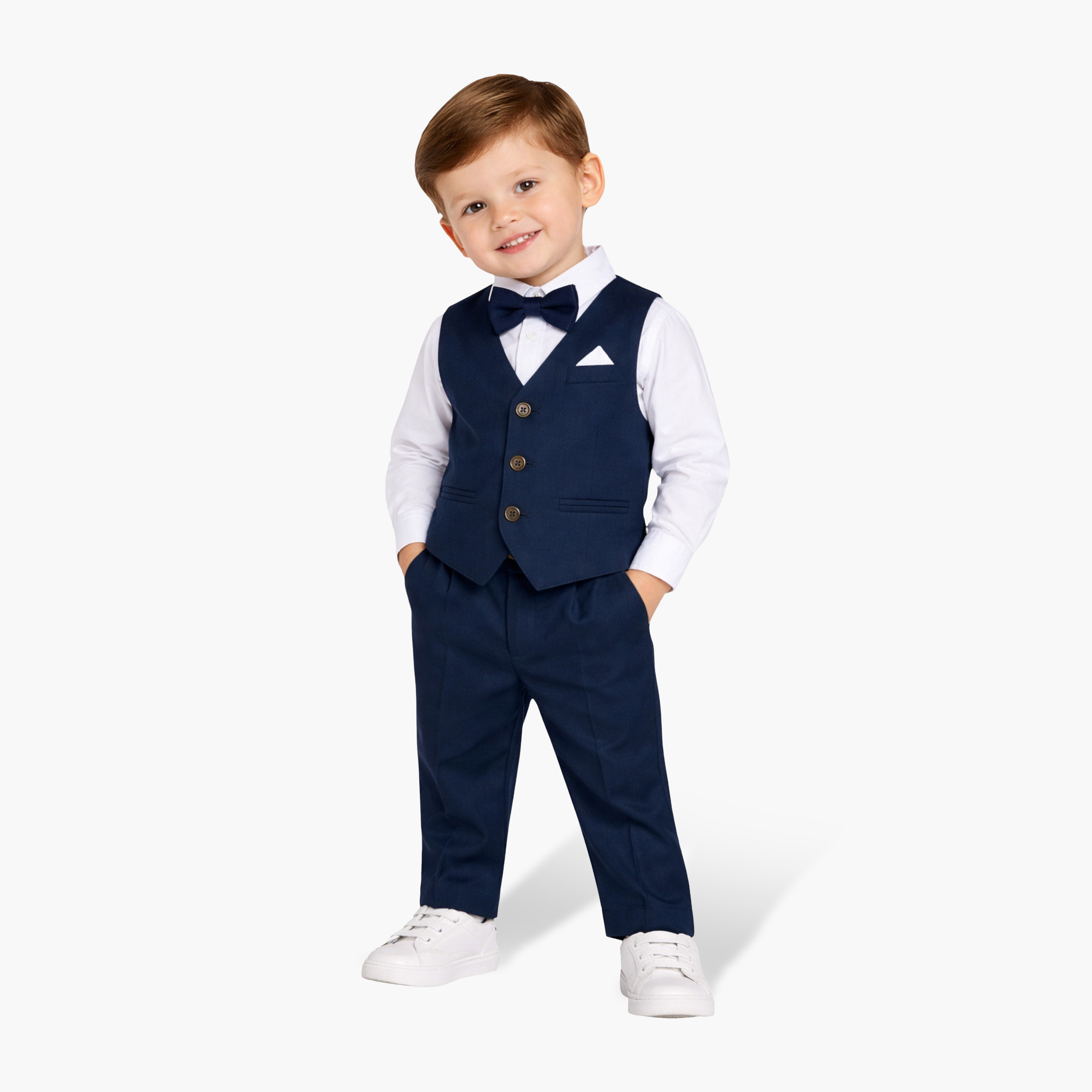 Victor and Jane 4-Piece Full Sleeves Shirt with Waistcoat & Trousers Set-boys-clothing-setsandcoords-image-1