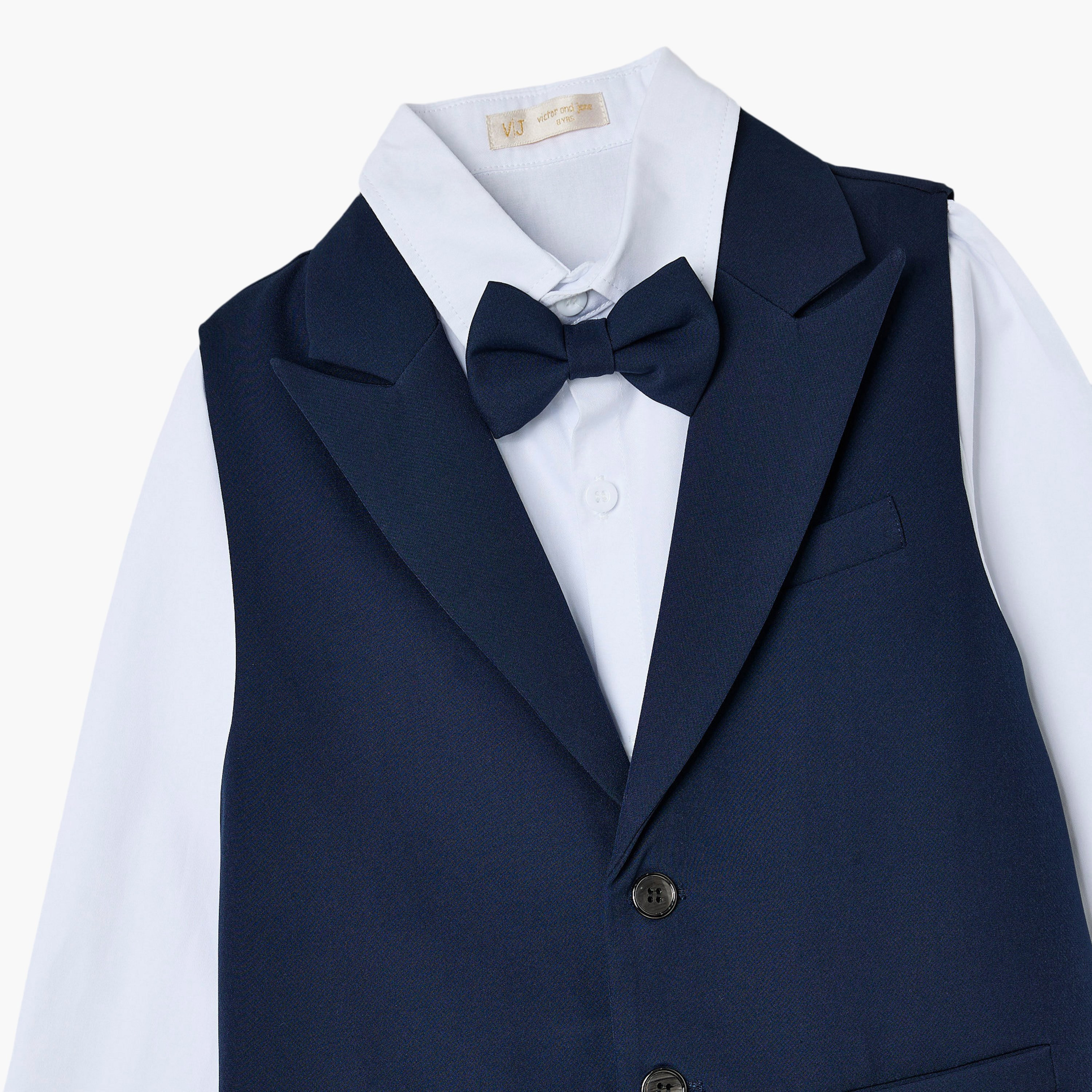 Victor and Jane 4-Piece Full Sleeves Shirt with Waistcoat & Trousers Set-boys-clothing-setsandcoords-image-2