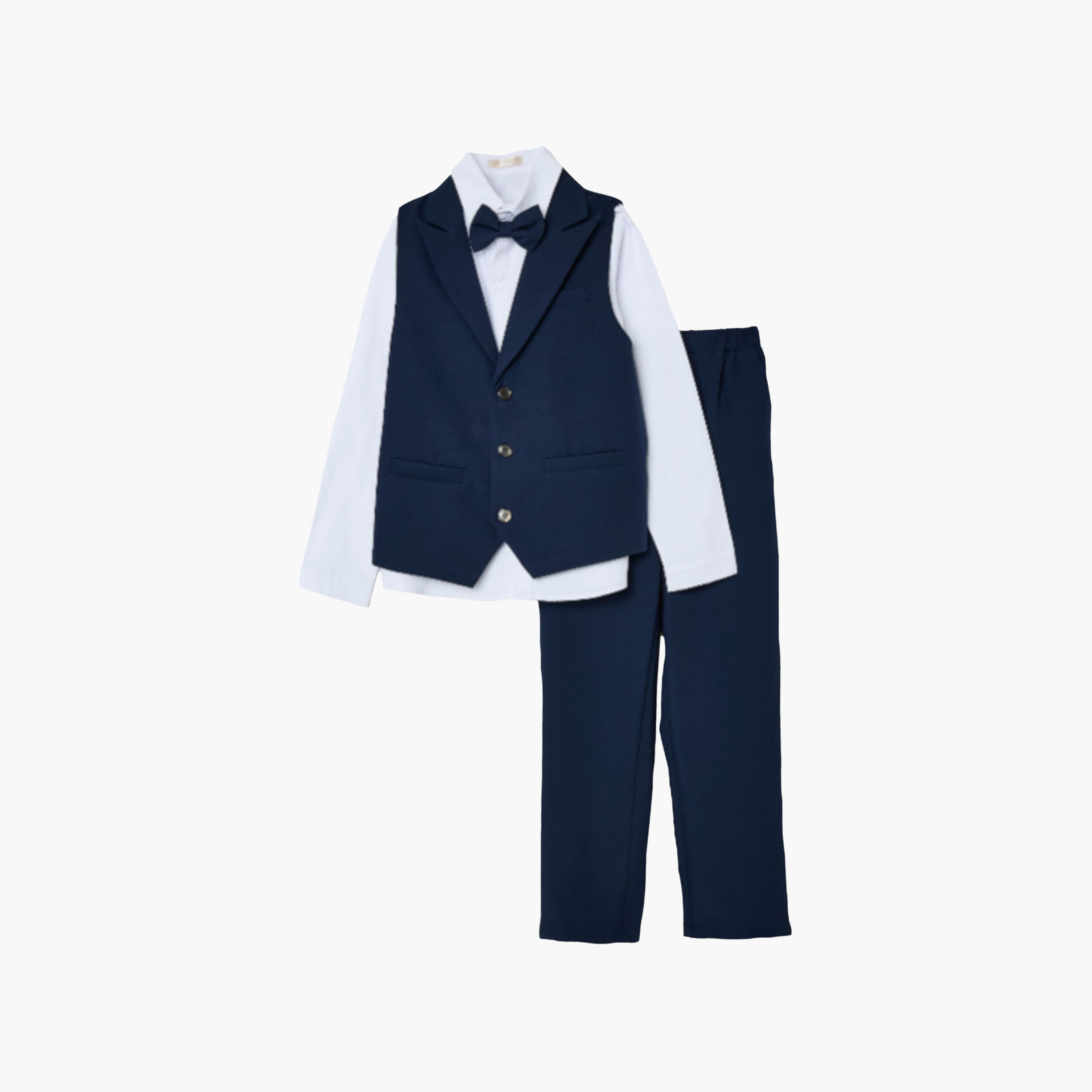 Victor and Jane 4-Piece Full Sleeves Shirt with Waistcoat & Trousers Set-boys-clothing-setsandcoords-image-4