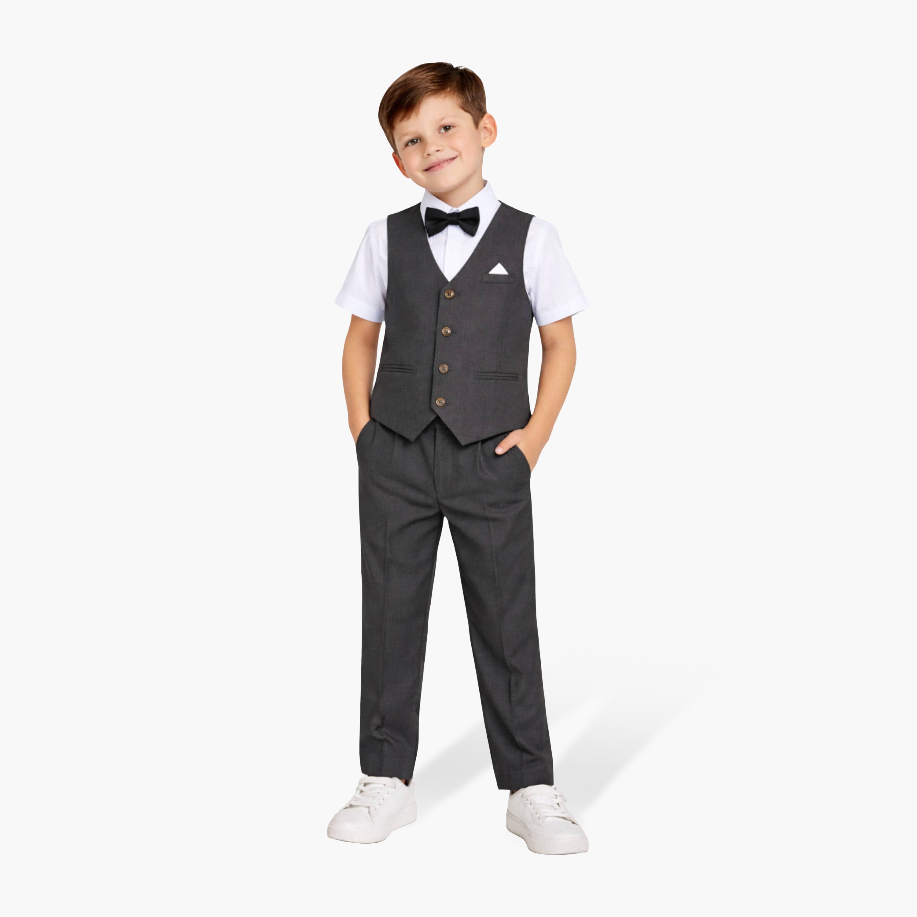 طقم 4 قطع قميص بأكمام نصفية مع فيست ويست كوت وبنطال من فيكتور أند جين-boys-clothing-setsandcoords-image-1