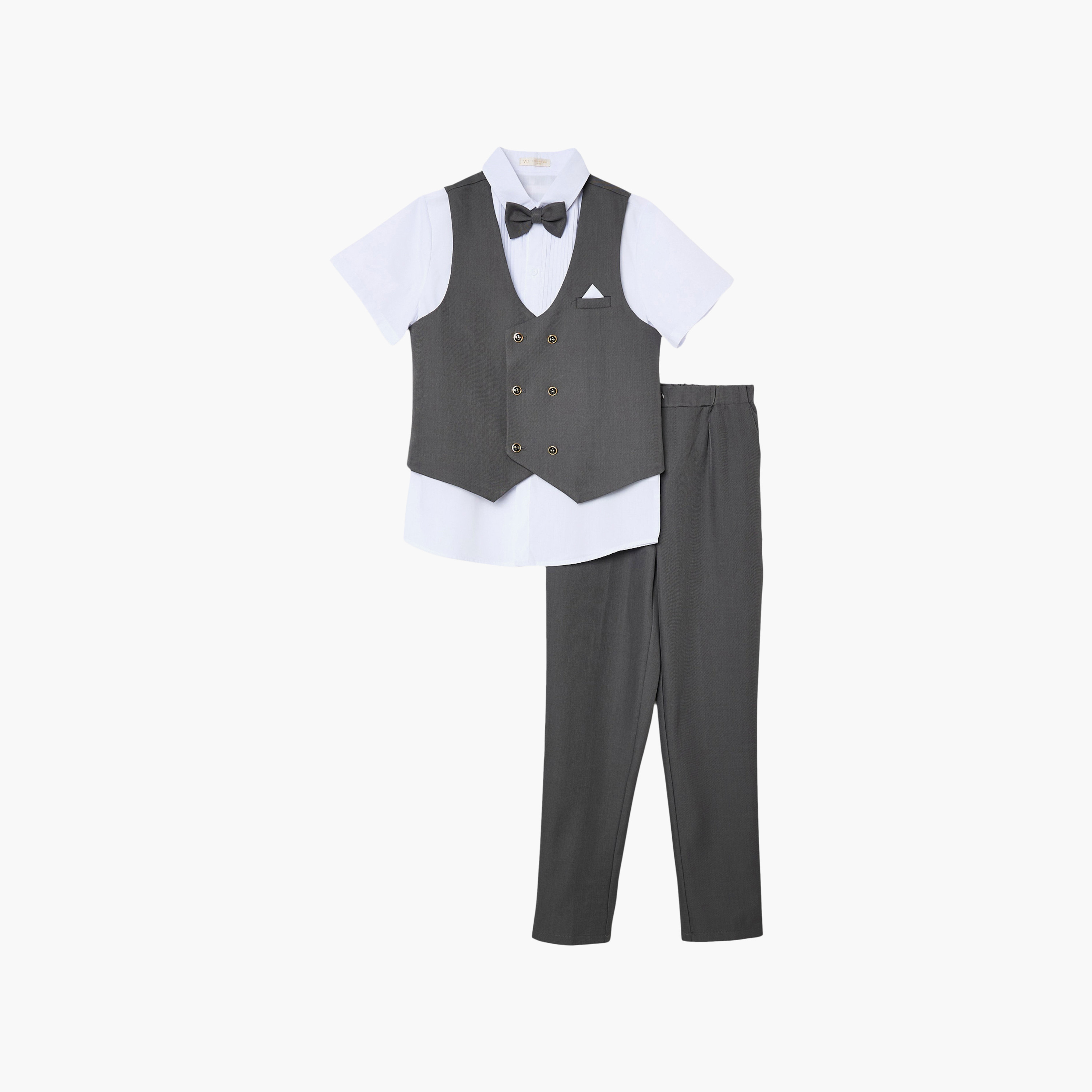 طقم 4 قطع قميص بأكمام نصفية مع فيست ويست كوت وبنطال من فيكتور أند جين-boys-clothing-setsandcoords-image-7