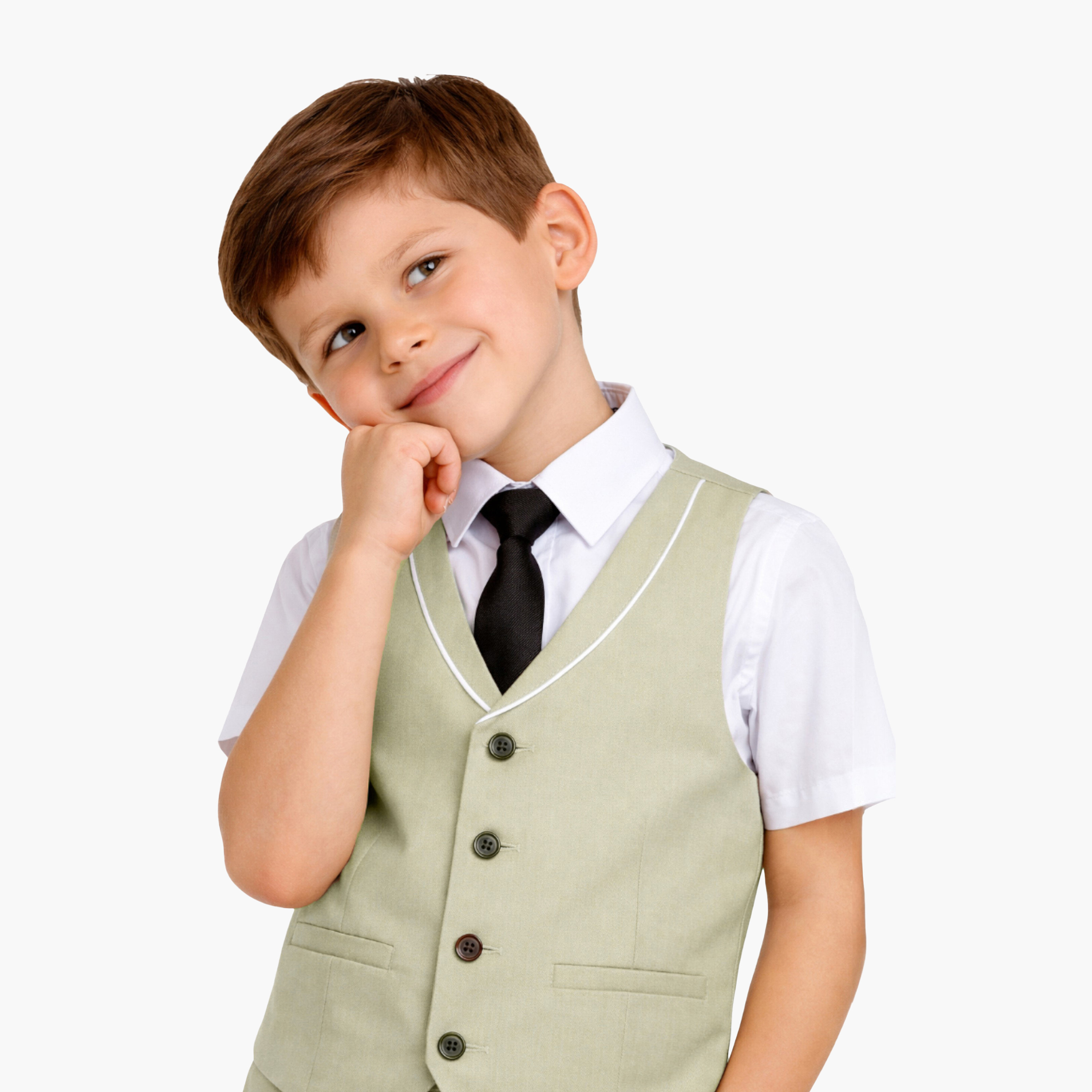 طقم 4 قطع قميص بأكمام نصفية مع فيست ويست كوت وبنطال من فيكتور أند جين-boys-clothing-setsandcoords-image-3