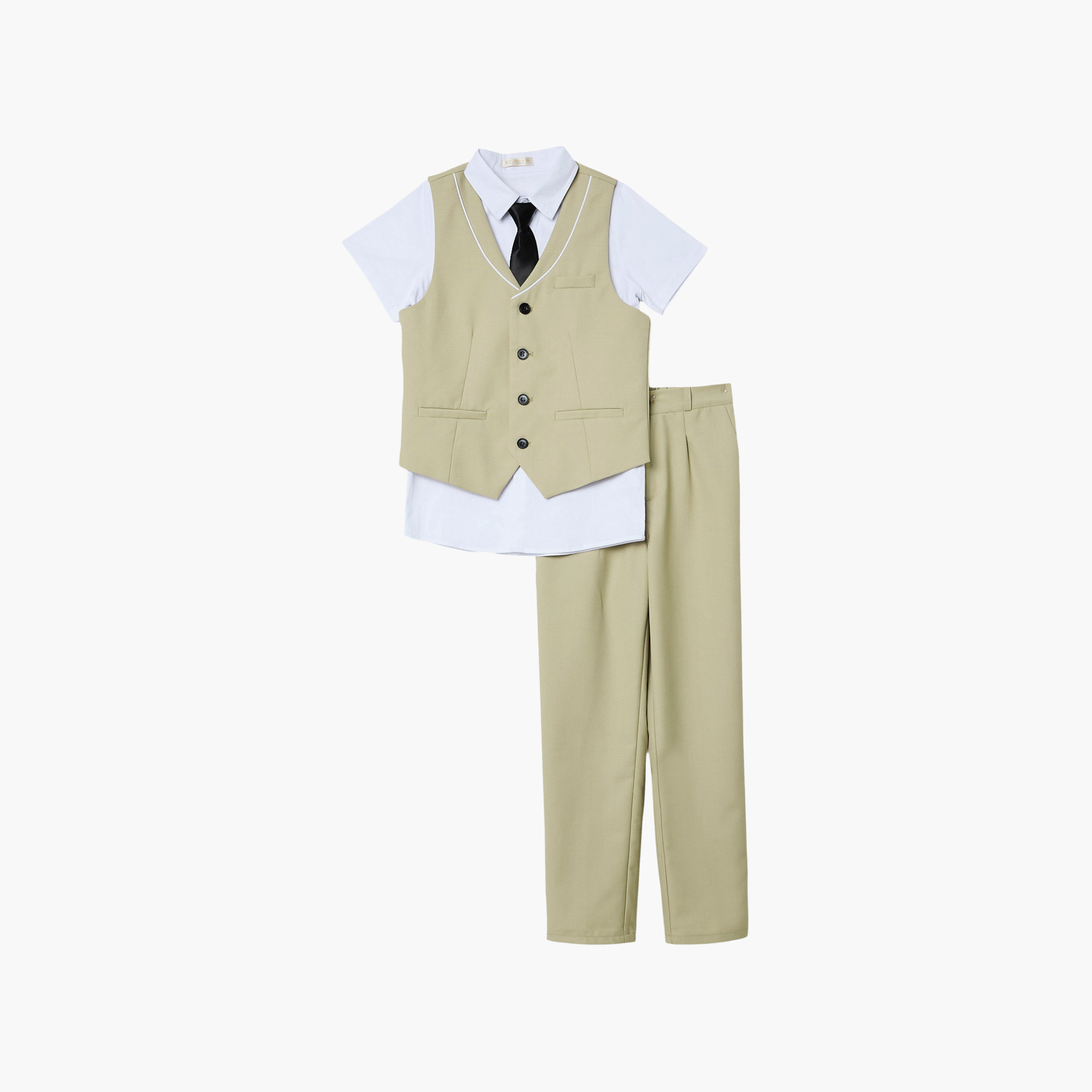 طقم 4 قطع قميص بأكمام نصفية مع فيست ويست كوت وبنطال من فيكتور أند جين-boys-clothing-setsandcoords-image-4