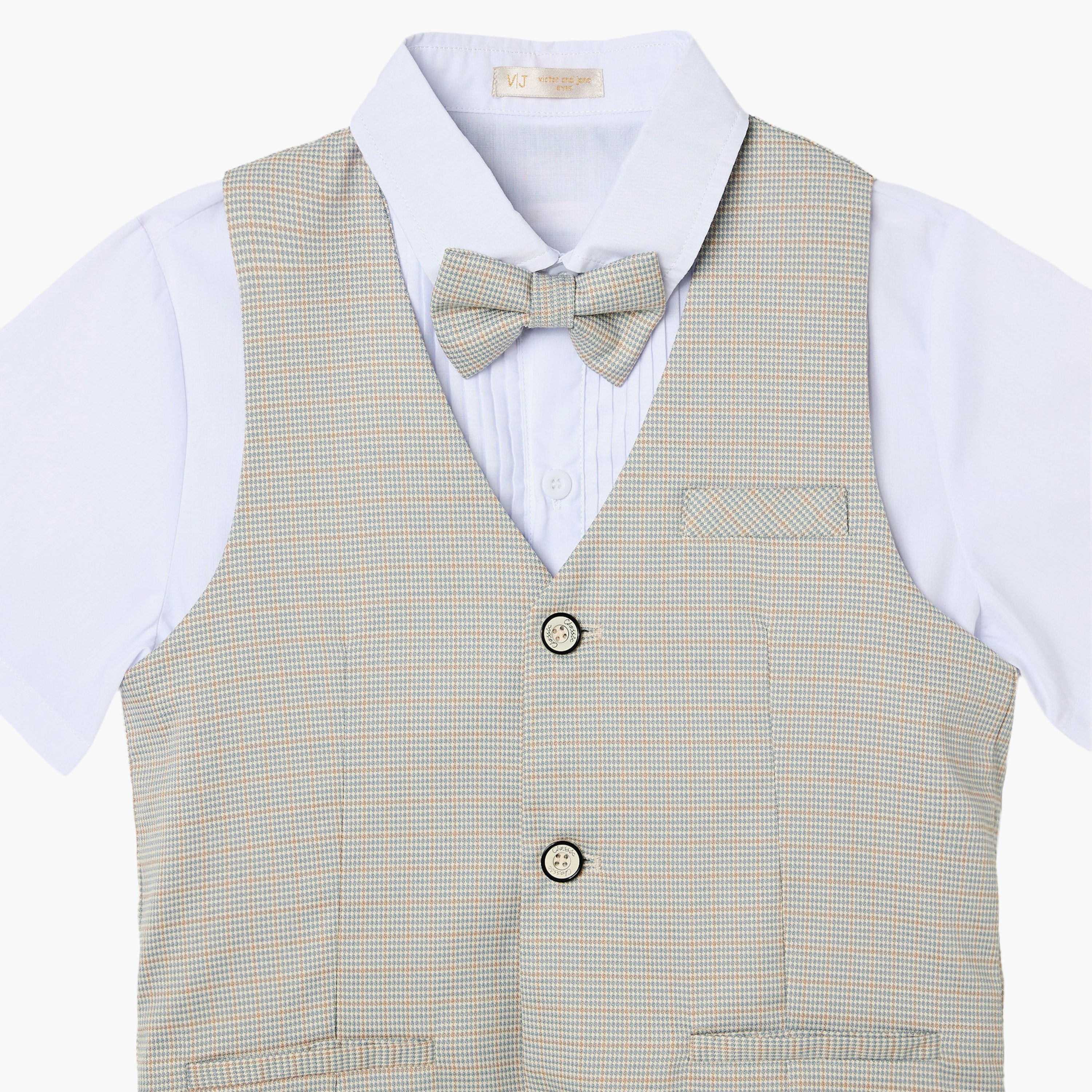 طقم 4 قطع قميص بأكمام نصفية مع فيست ويست كوت وبنطال من فيكتور أند جين-boys-clothing-setsandcoords-image-3