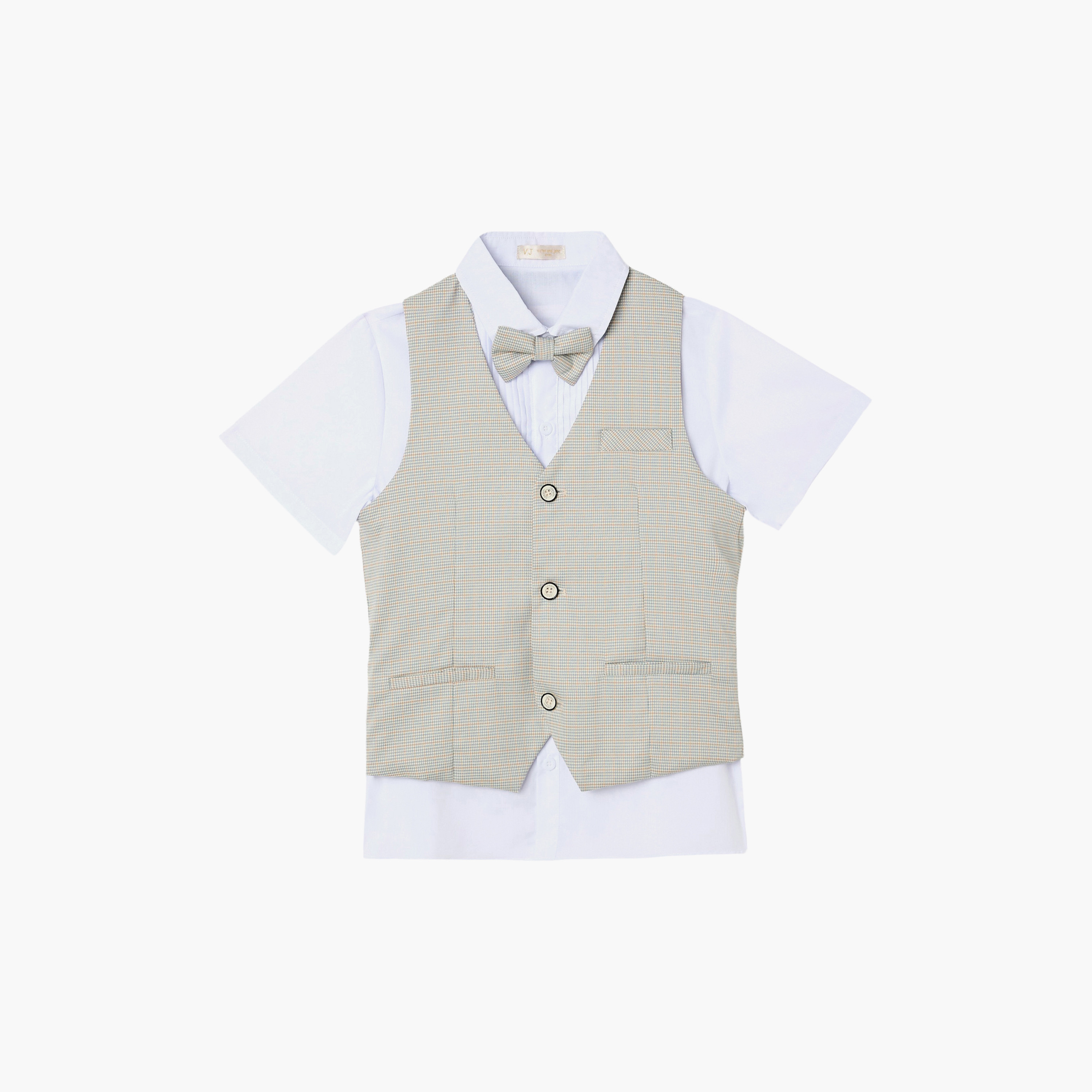 طقم 4 قطع قميص بأكمام نصفية مع فيست ويست كوت وبنطال من فيكتور أند جين-boys-clothing-setsandcoords-image-6