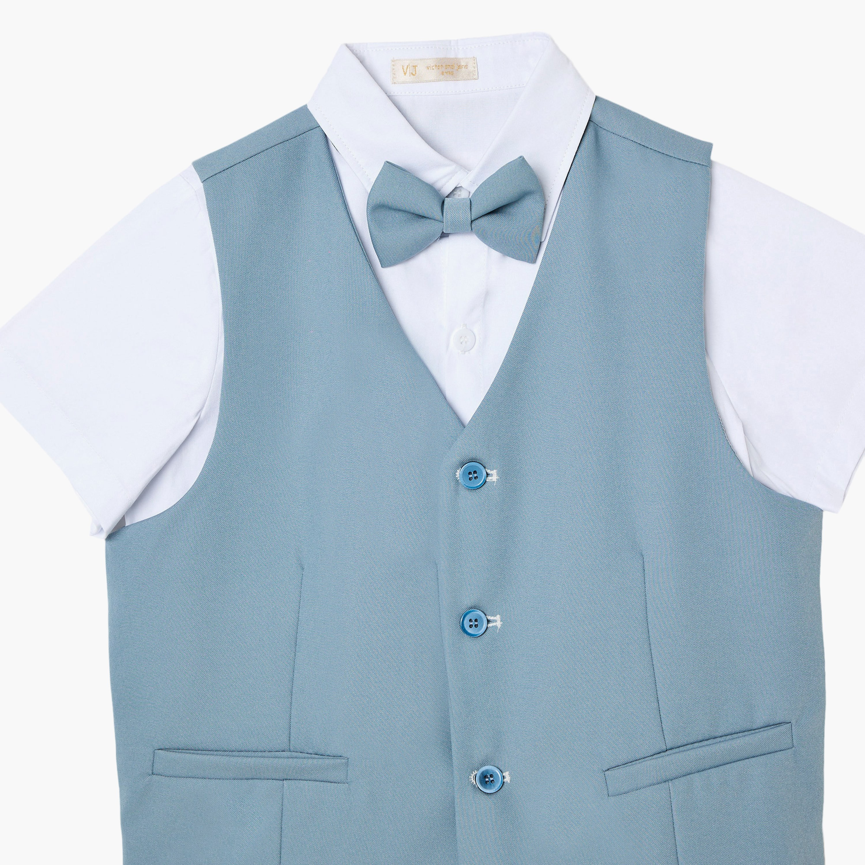 طقم 4 قطع قميص بأكمام نصفية مع فيست ويست كوت وبنطال من فيكتور أند جين-boys-clothing-setsandcoords-image-3