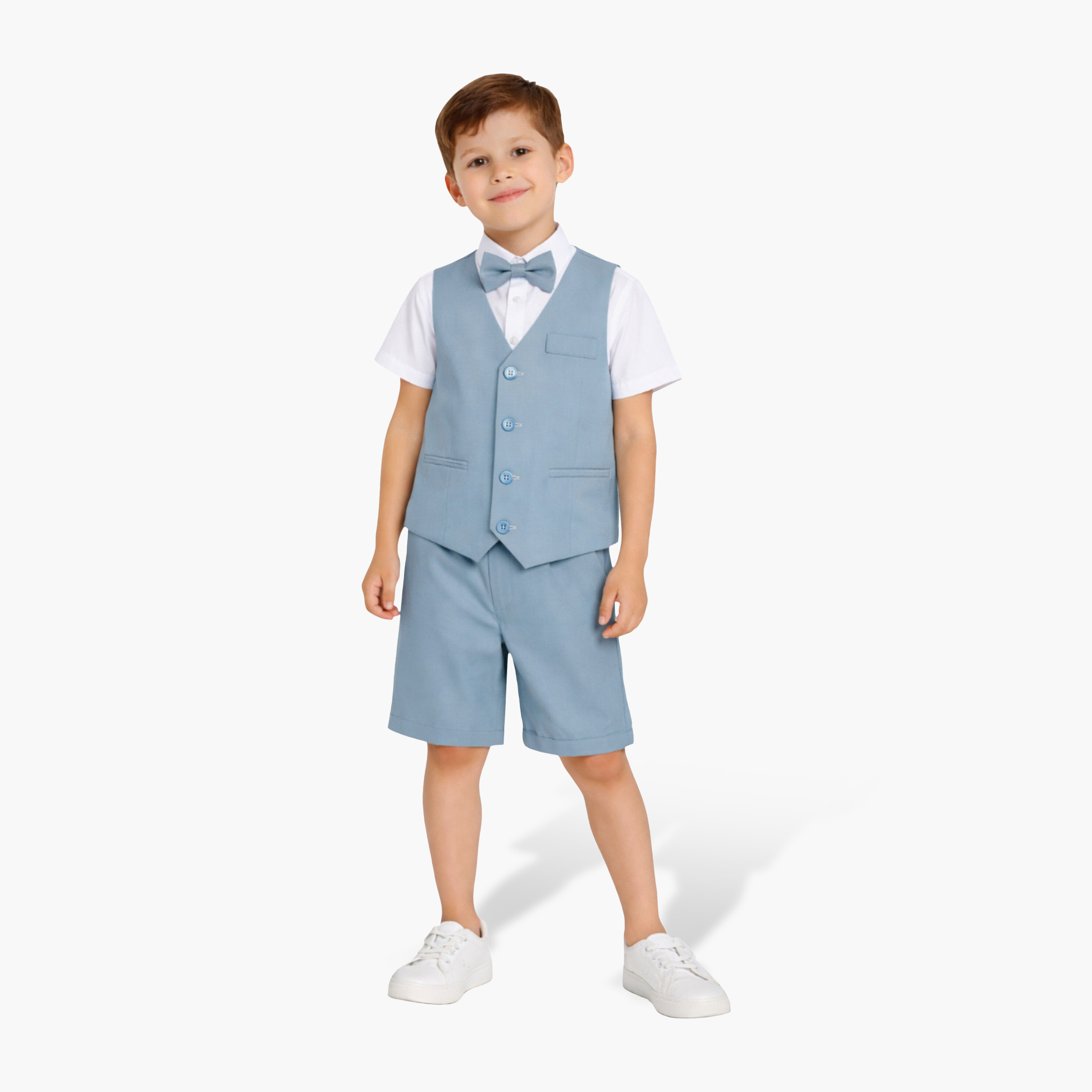 طقم 4 قطع قميص بأكمام نصفية مع فيست ويست كوت وبنطال من فيكتور أند جين-boys-clothing-setsandcoords-image-4