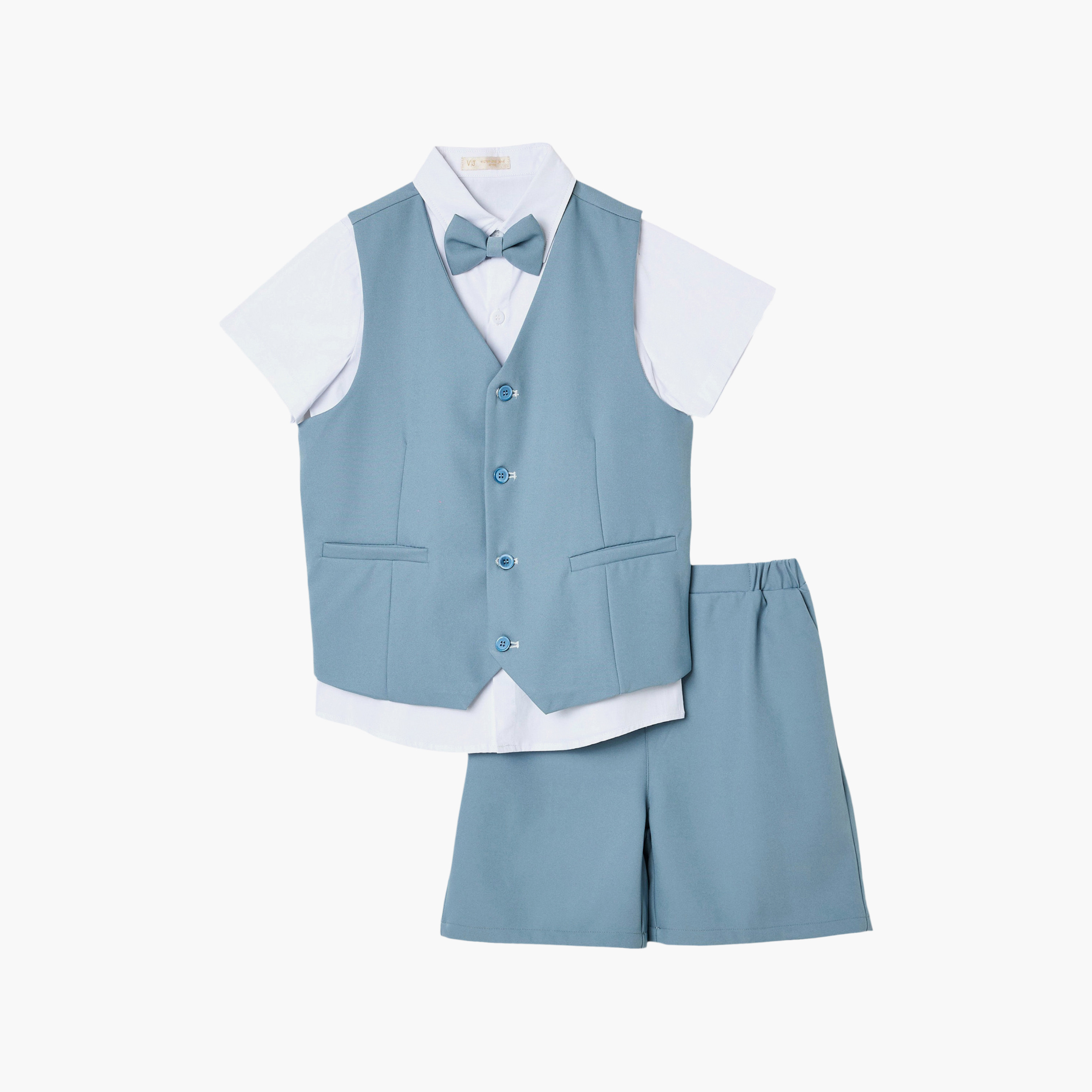 طقم 4 قطع قميص بأكمام نصفية مع فيست ويست كوت وبنطال من فيكتور أند جين-boys-clothing-setsandcoords-image-5