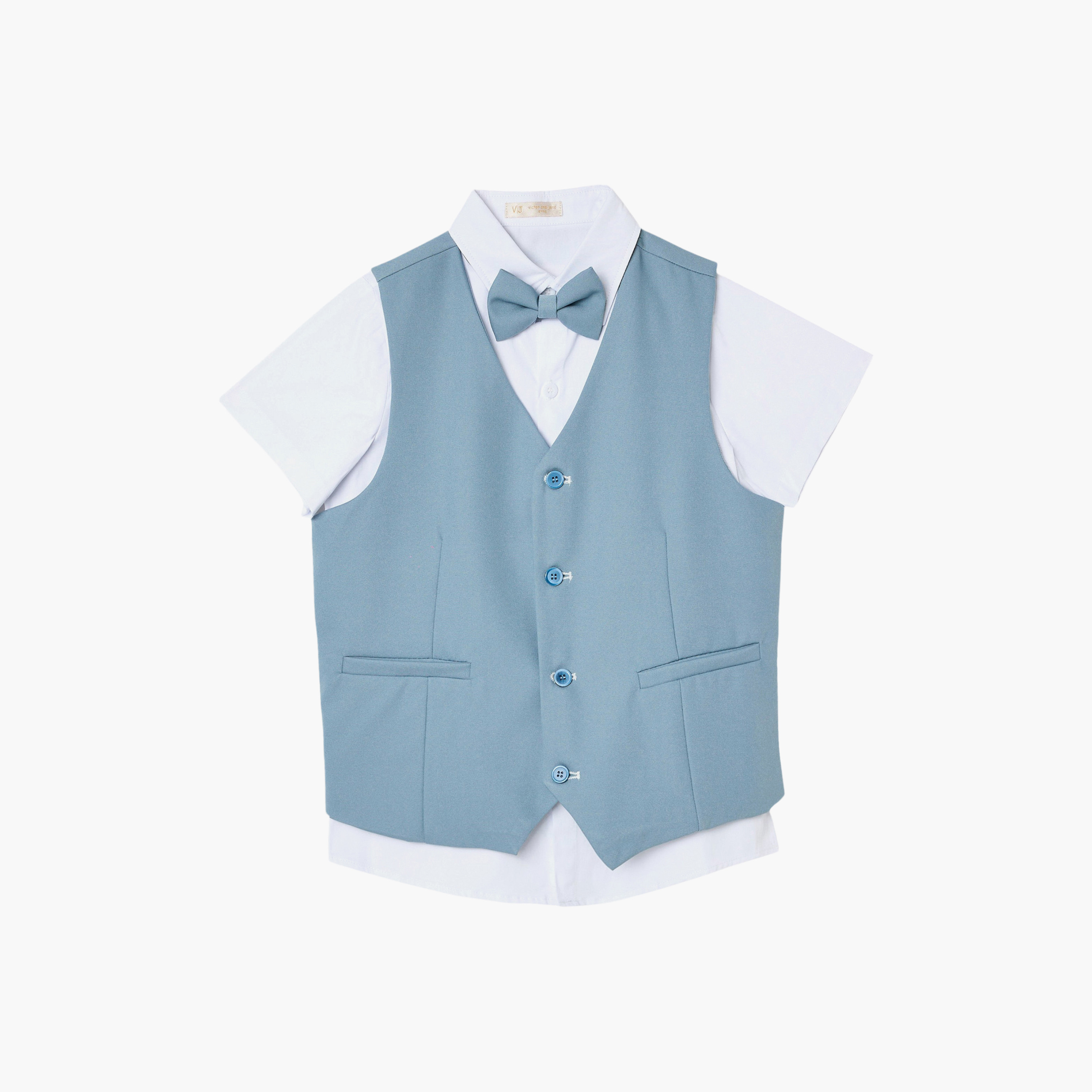 طقم 4 قطع قميص بأكمام نصفية مع فيست ويست كوت وبنطال من فيكتور أند جين-boys-clothing-setsandcoords-image-6