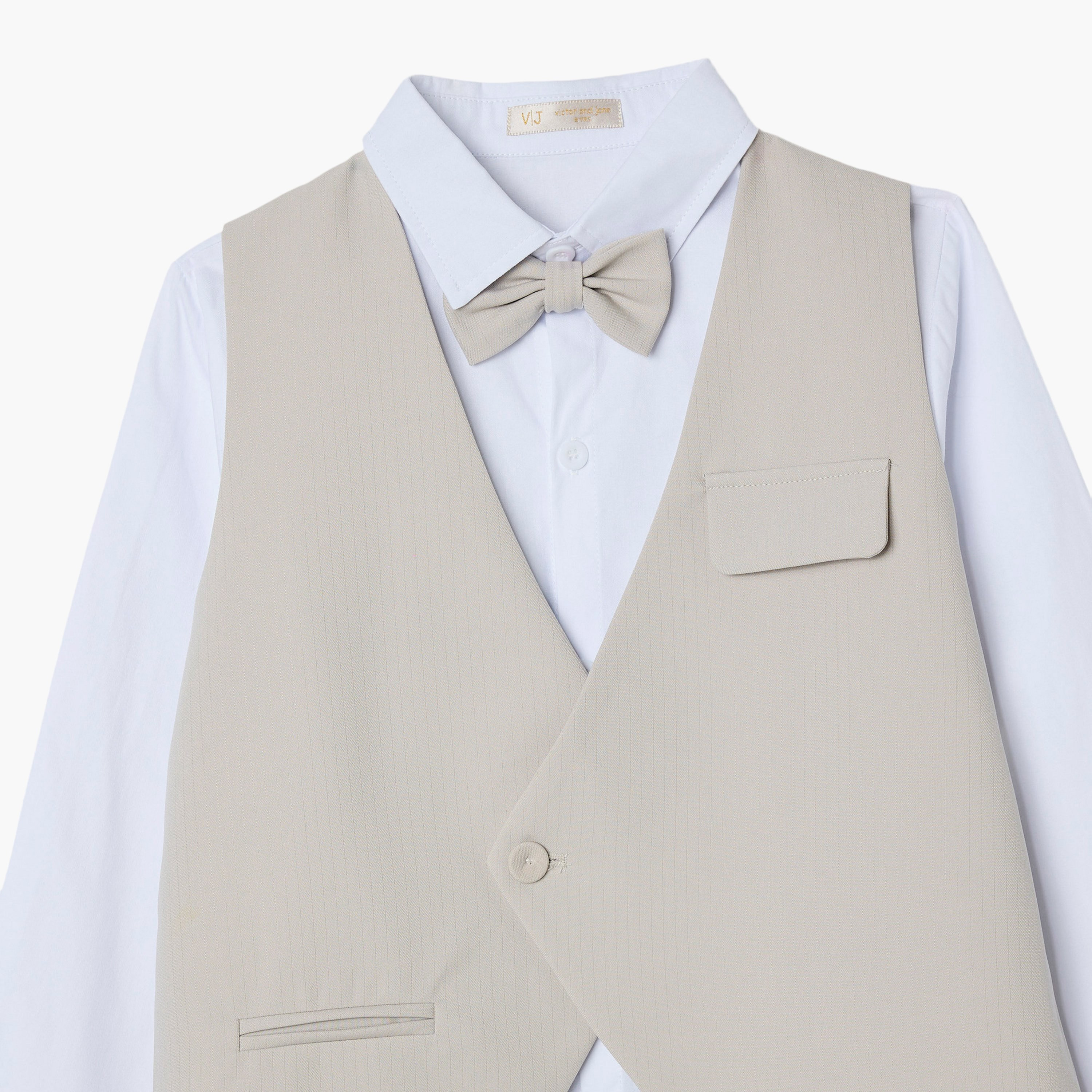 طقم 4 قطع قميص بأكمام كاملة مع فيست ويست كوت وشورت من فيكتور أند جين-boys-clothing-setsandcoords-image-3