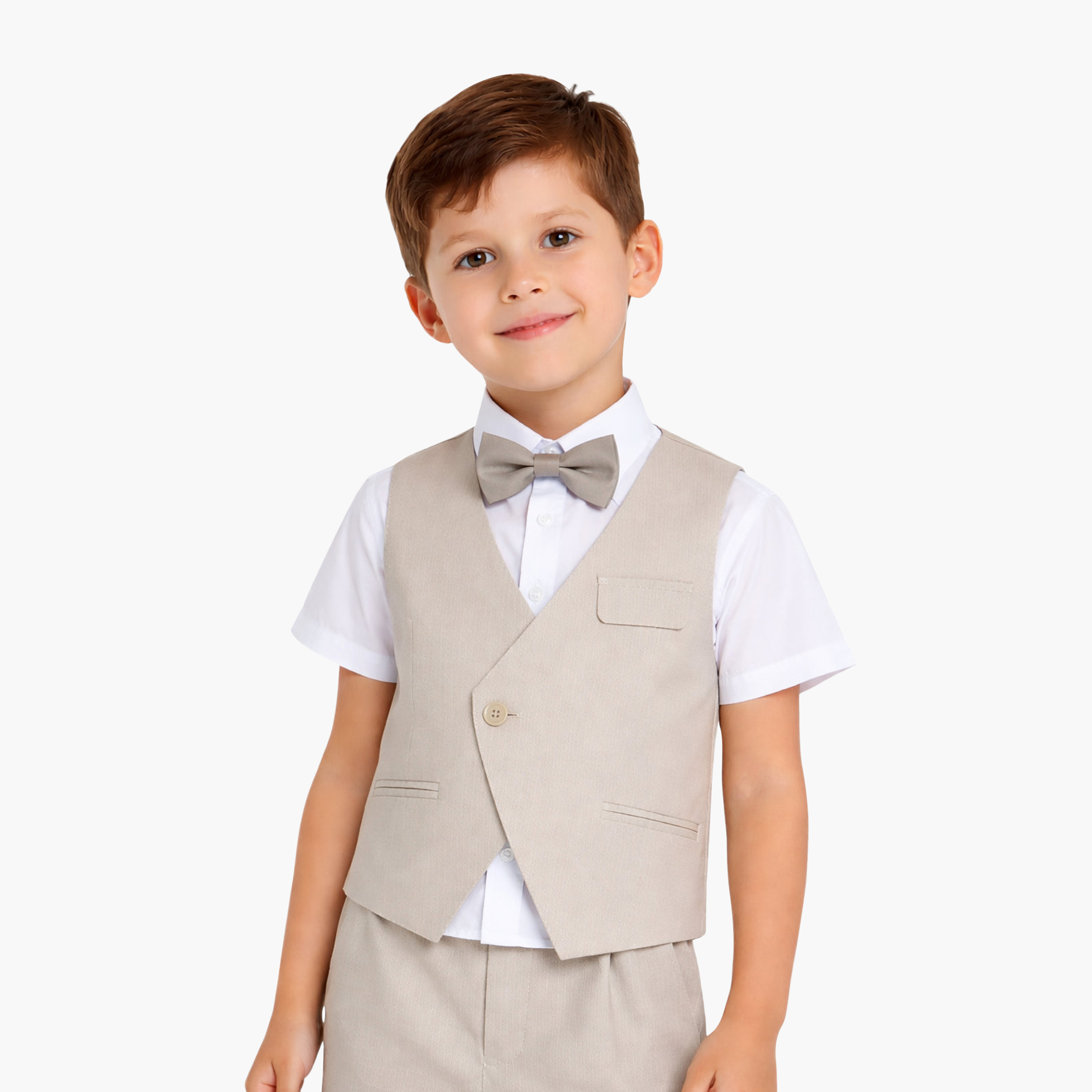 طقم 4 قطع قميص بأكمام كاملة مع فيست ويست كوت وشورت من فيكتور أند جين-boys-clothing-setsandcoords-image-4