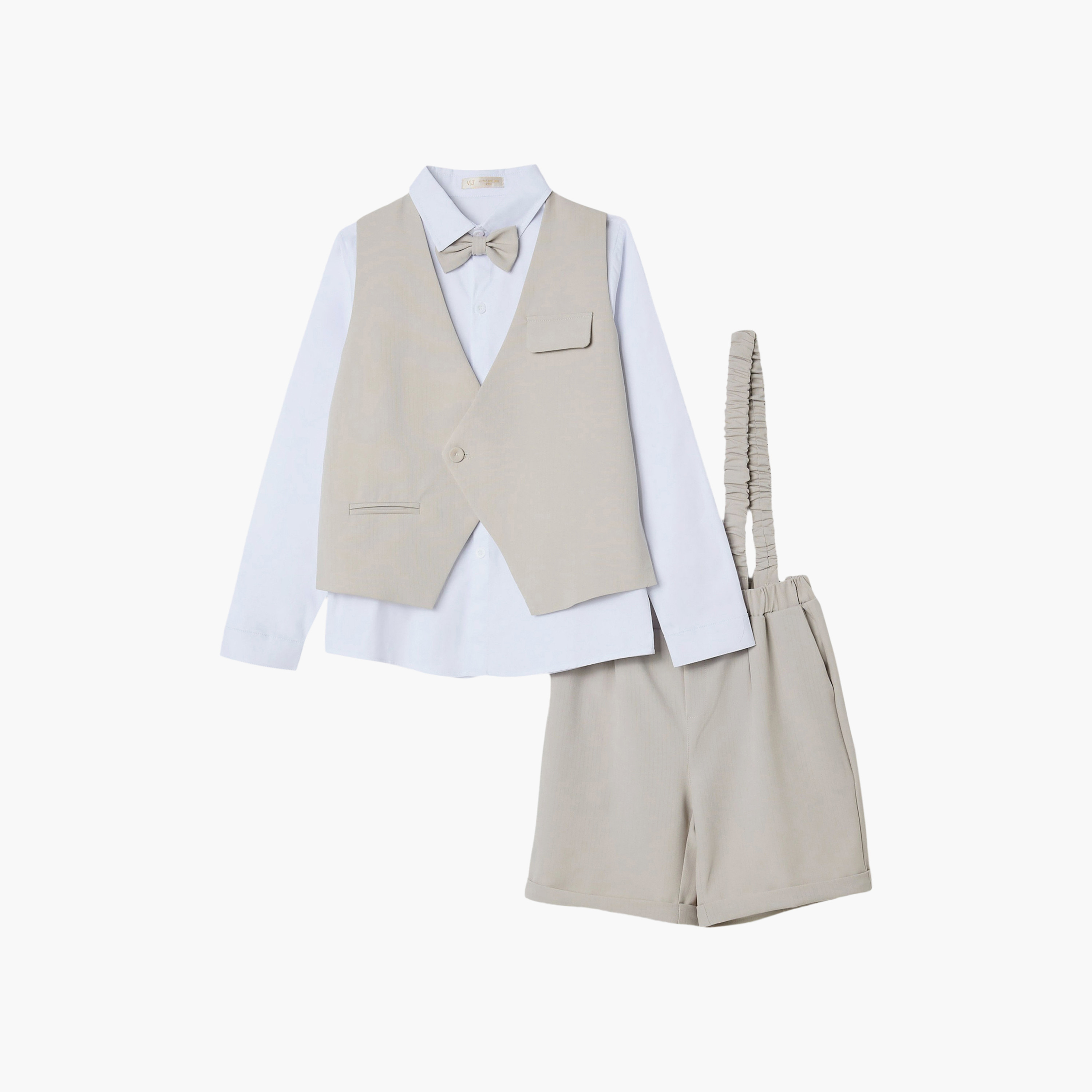 طقم 4 قطع قميص بأكمام كاملة مع فيست ويست كوت وشورت من فيكتور أند جين-boys-clothing-setsandcoords-image-5