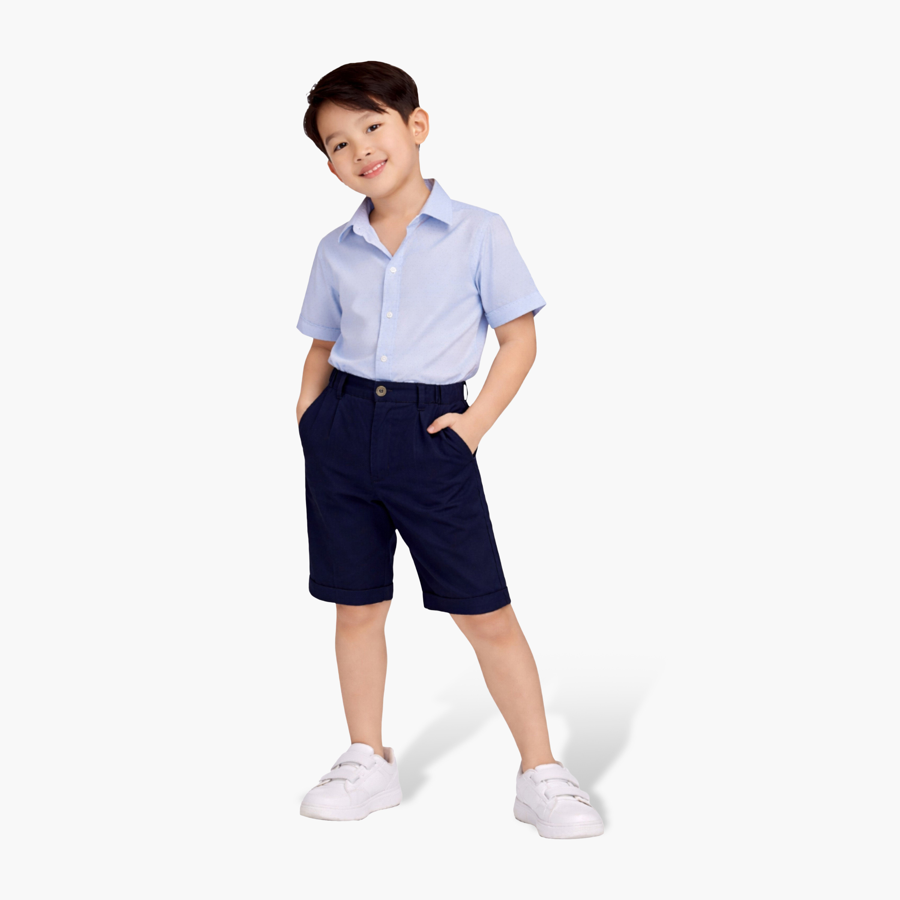 طقم رسمي مكون من قميص، شورت كحلي، حمالات وربطة عنق "بو تاي" من فيكتور آند جين-boys-clothing-setsandcoords-image-4