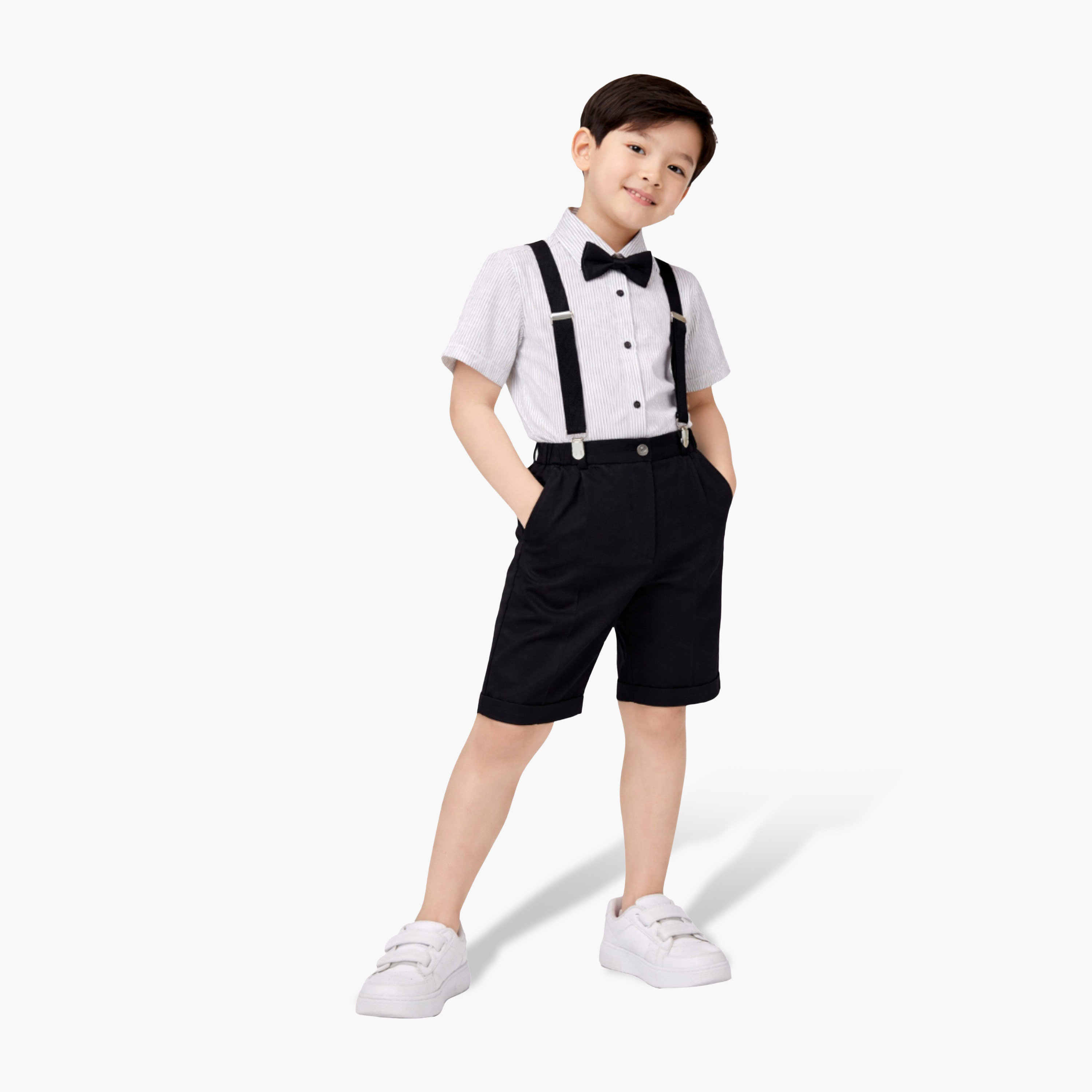 طقم رسمي مكون من قميص، شورت، حمالات وربطة عنق "بو تاي" من فيكتور آند جين-boys-clothing-setsandcoords-image-1