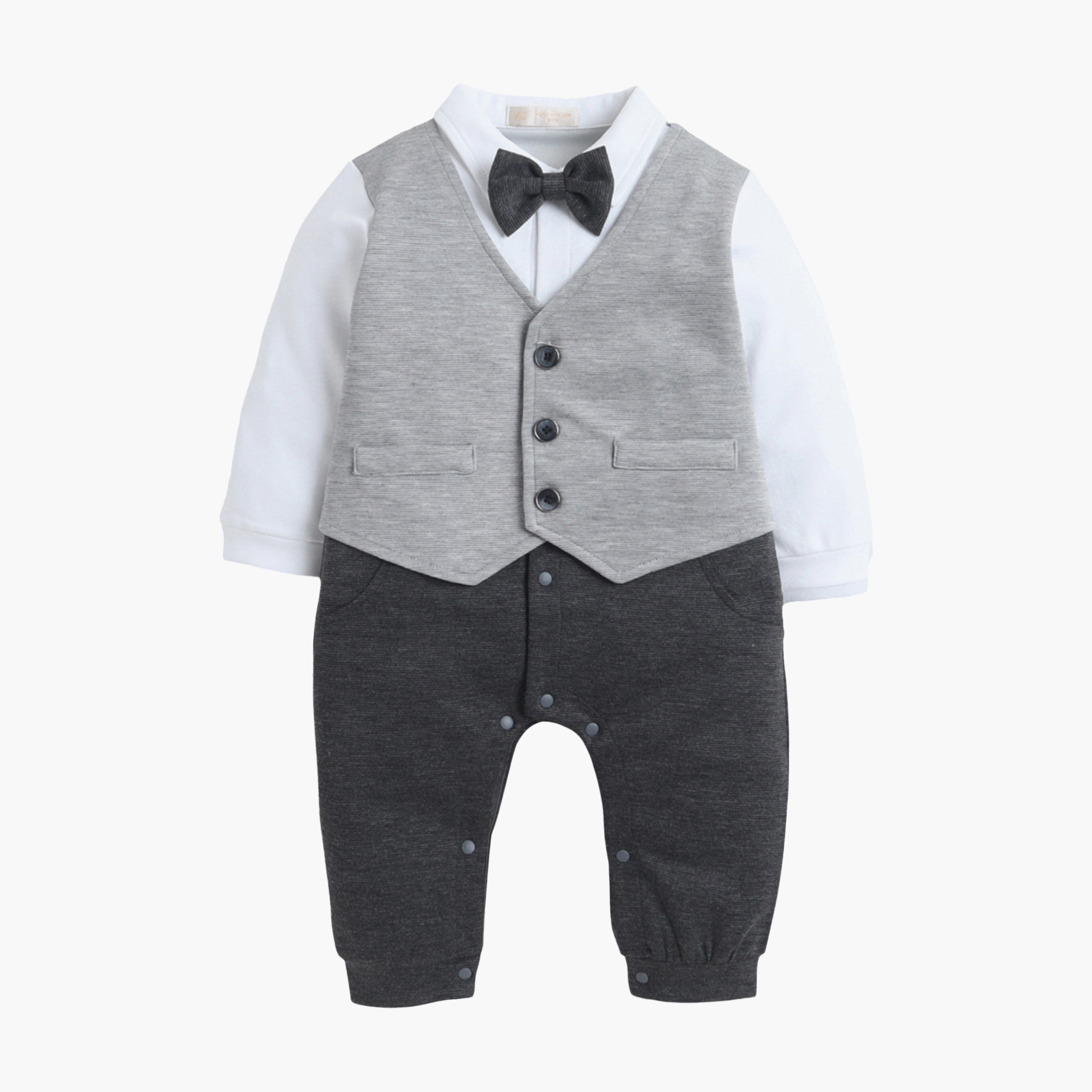 طقم رومبير بتصميم وهمي (موك) مكون من سديري، قميص وربطة عنق من فيكتور آند جين-baby-boys-clothing-rompers-image-2