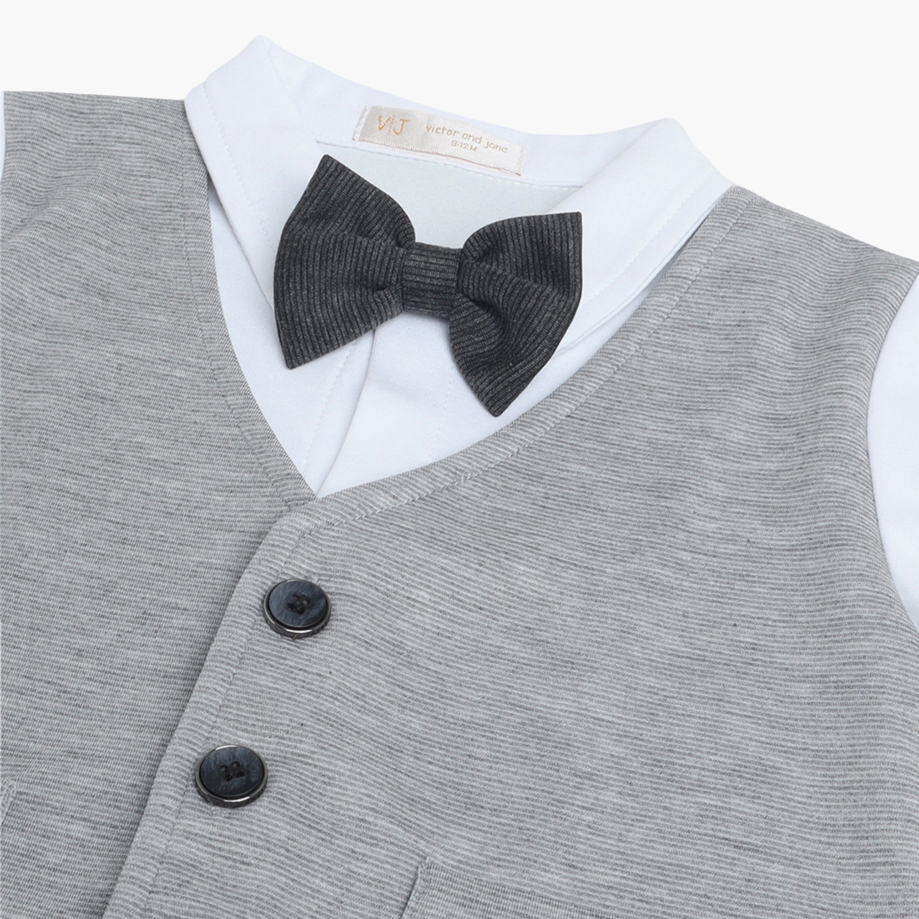 طقم رومبير بتصميم وهمي (موك) مكون من سديري، قميص وربطة عنق من فيكتور آند جين-baby-boys-clothing-rompers-image-6