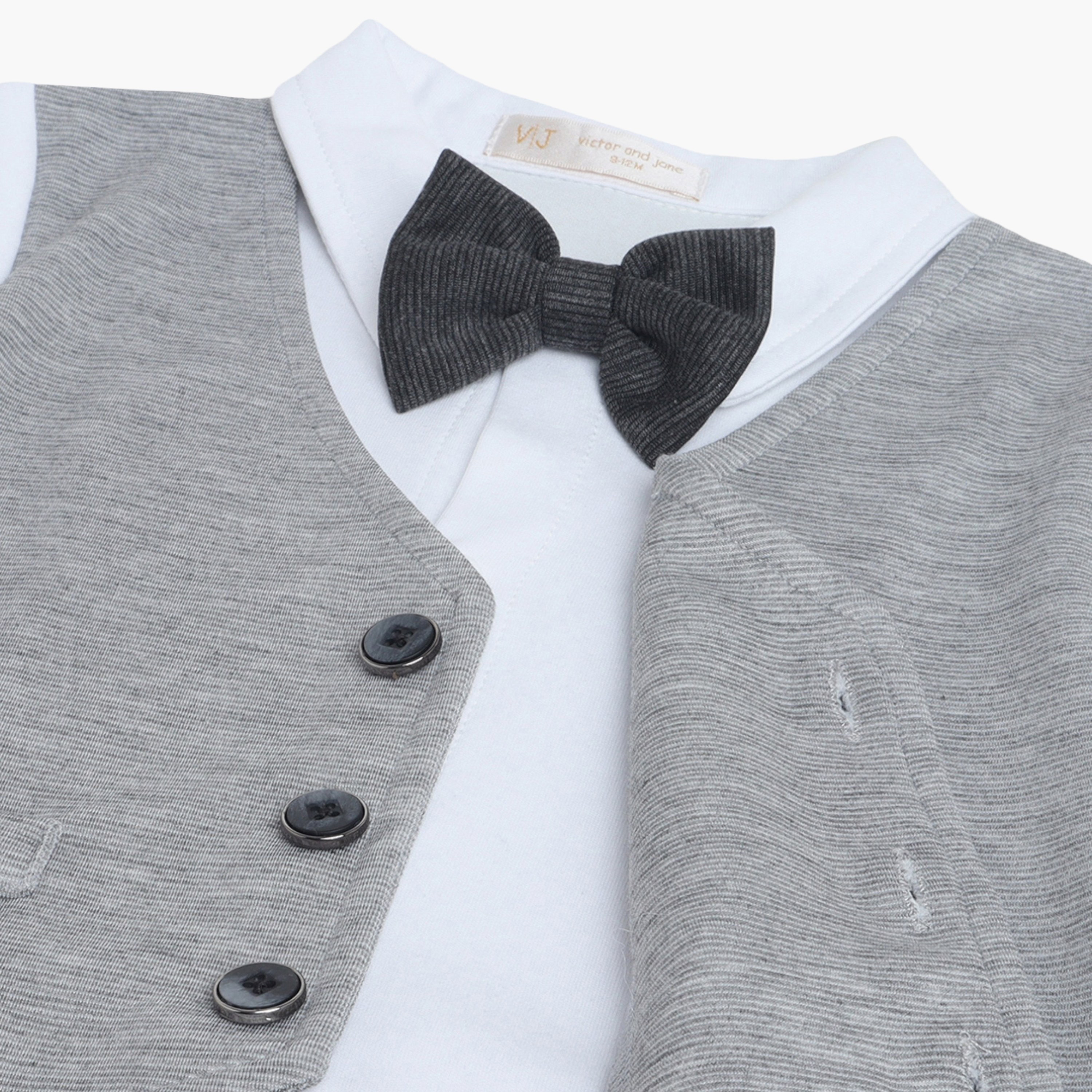 طقم رومبير بتصميم وهمي (موك) مكون من سديري، قميص وربطة عنق من فيكتور آند جين-baby-boys-clothing-rompers-image-7
