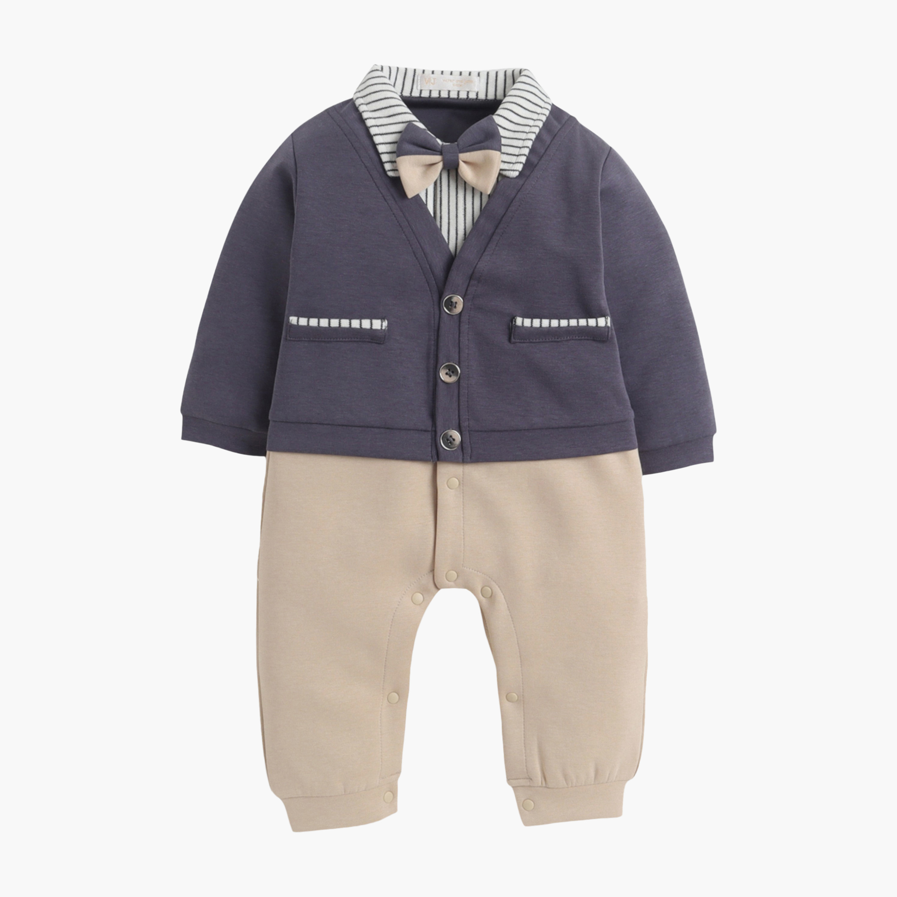 طقم رومبير مكون من كارديجان وربطة عنق من فيكتور آند جين-baby-boys-clothing-rompers-image-2