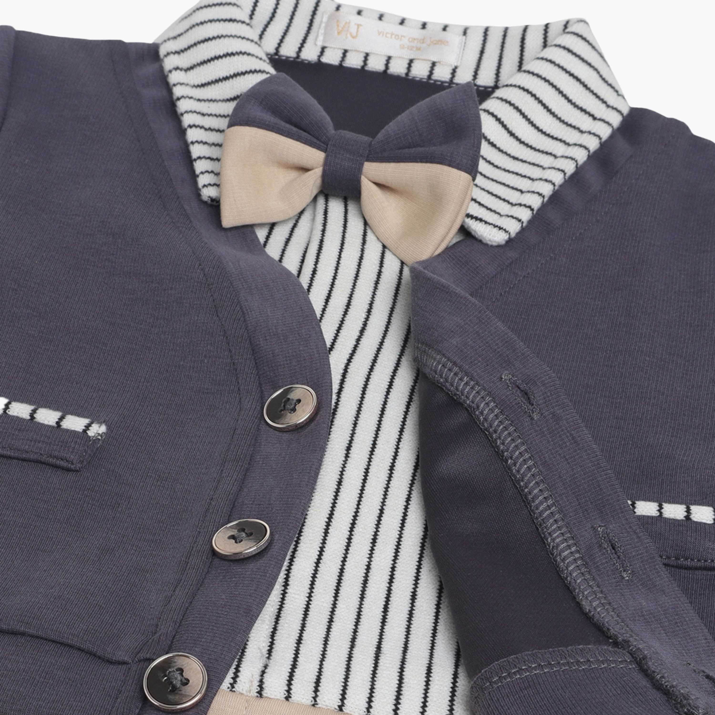 طقم رومبير مكون من كارديجان وربطة عنق من فيكتور آند جين-baby-boys-clothing-rompers-image-6