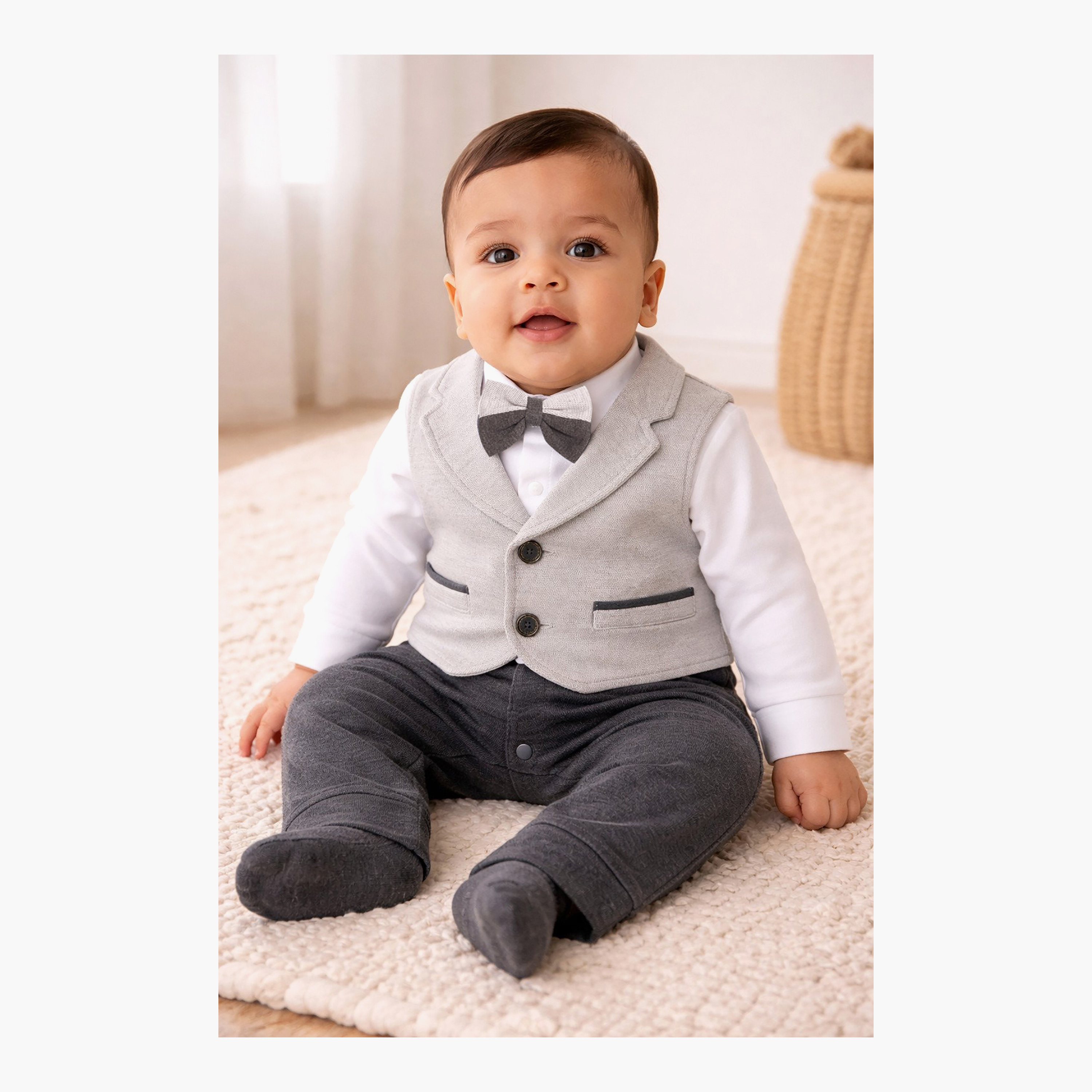 Victor and Jane Blazer, Shirt & Bow Tie Mock Rompers Set-baby-girls-clothing-nightwear-pyjamasets-image-1