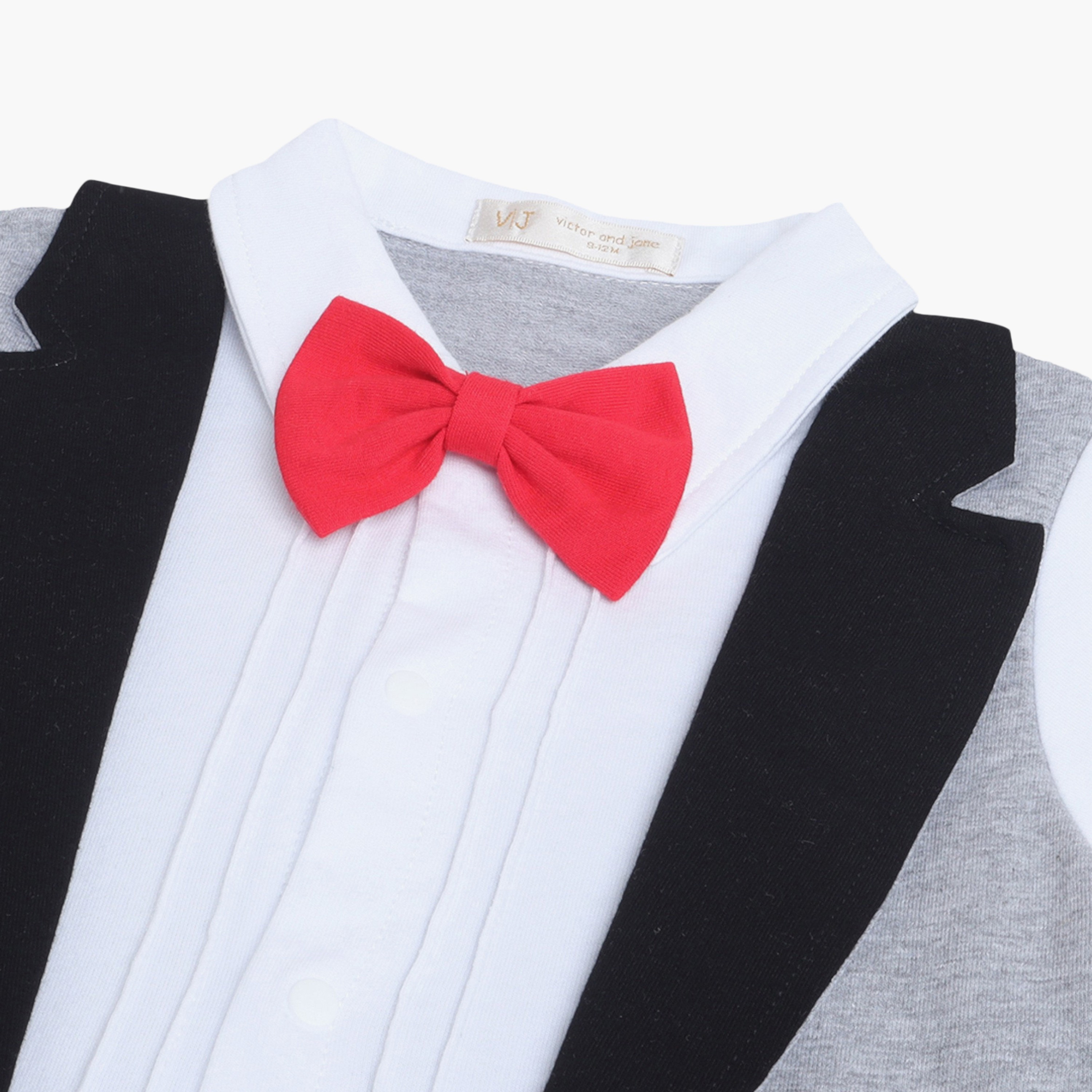 Victor and Jane Tuxedo, Shirt & Bow Tie Mock Rompers Set-boys-clothing-rompersanddungarees-image-6