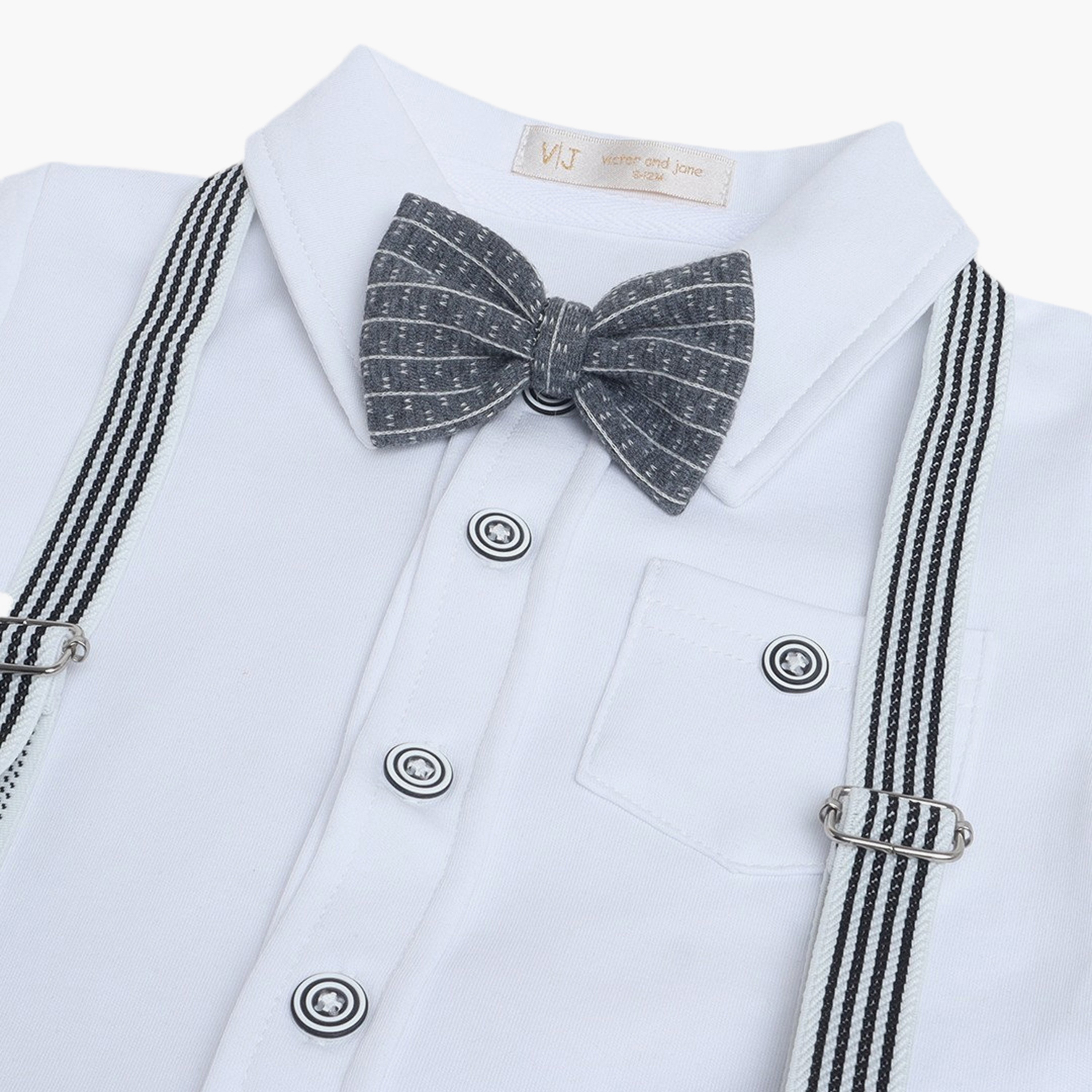 طقم رومبير بتصميم وهمي (موك) مكون من قميص، ربطة عنق وحمالات من فيكتور آند جين-baby-boys-clothing-rompers-image-6
