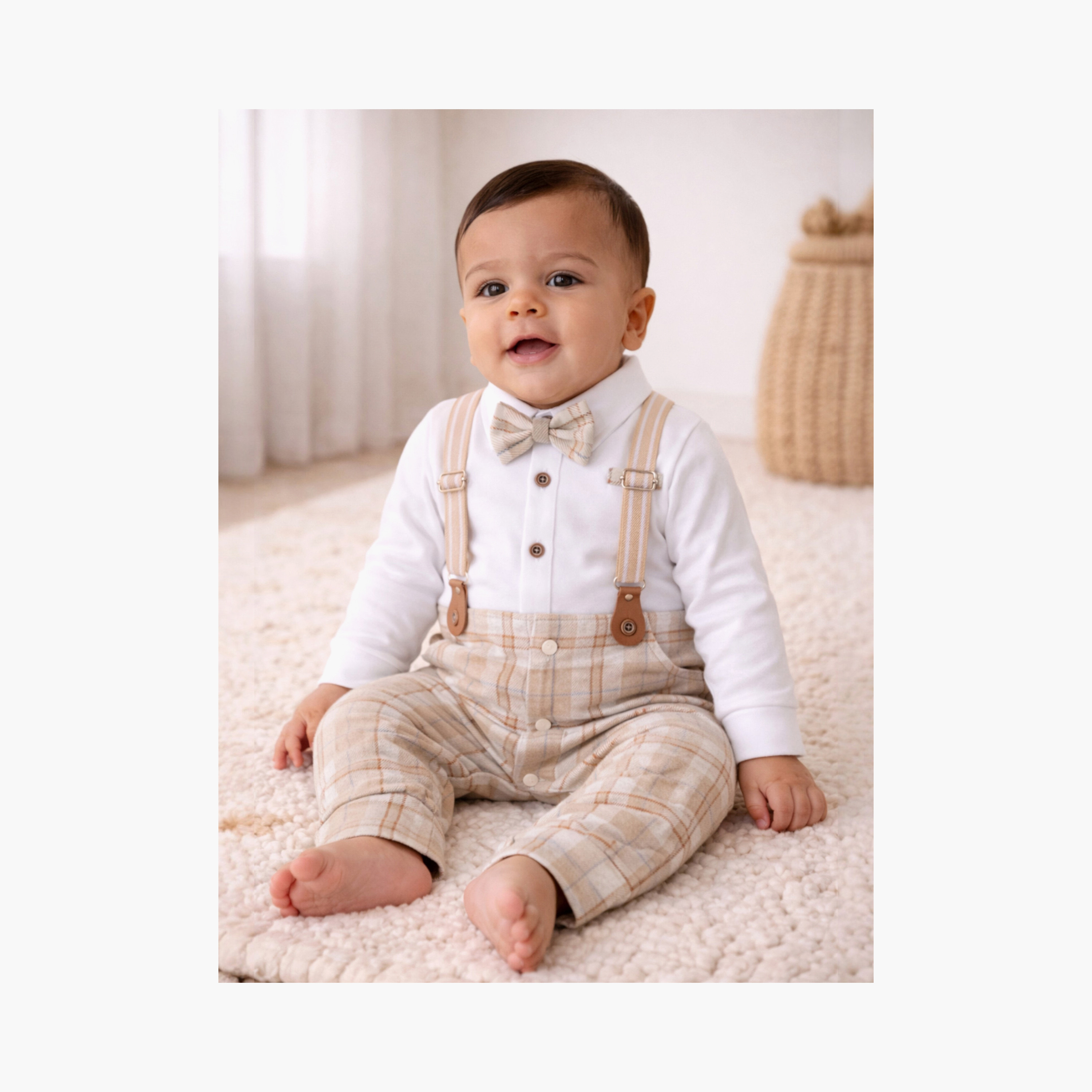 طقم رومبير بتصميم وهمي (موك) مكون من قميص، ربطة عنق وحمالات من فيكتور آند جين-baby-boys-clothing-rompers-image-1