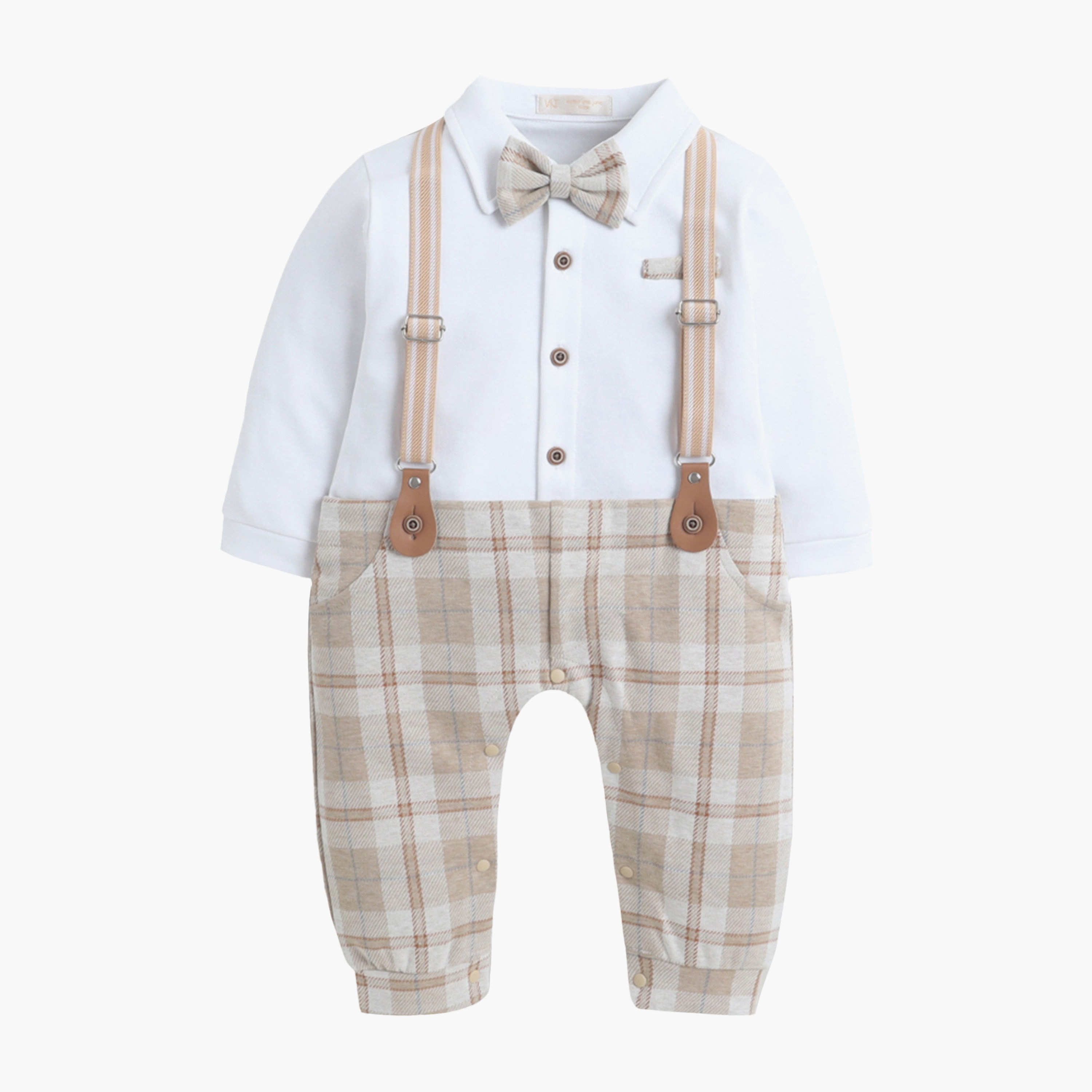 طقم رومبير بتصميم وهمي (موك) مكون من قميص، ربطة عنق وحمالات من فيكتور آند جين-baby-boys-clothing-rompers-image-2